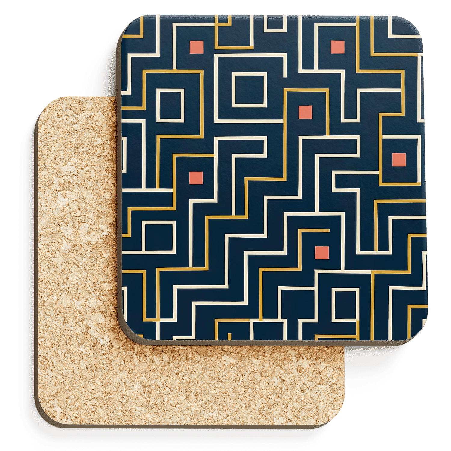 Bauhaus Weaving Grid Variations cork coaster sets