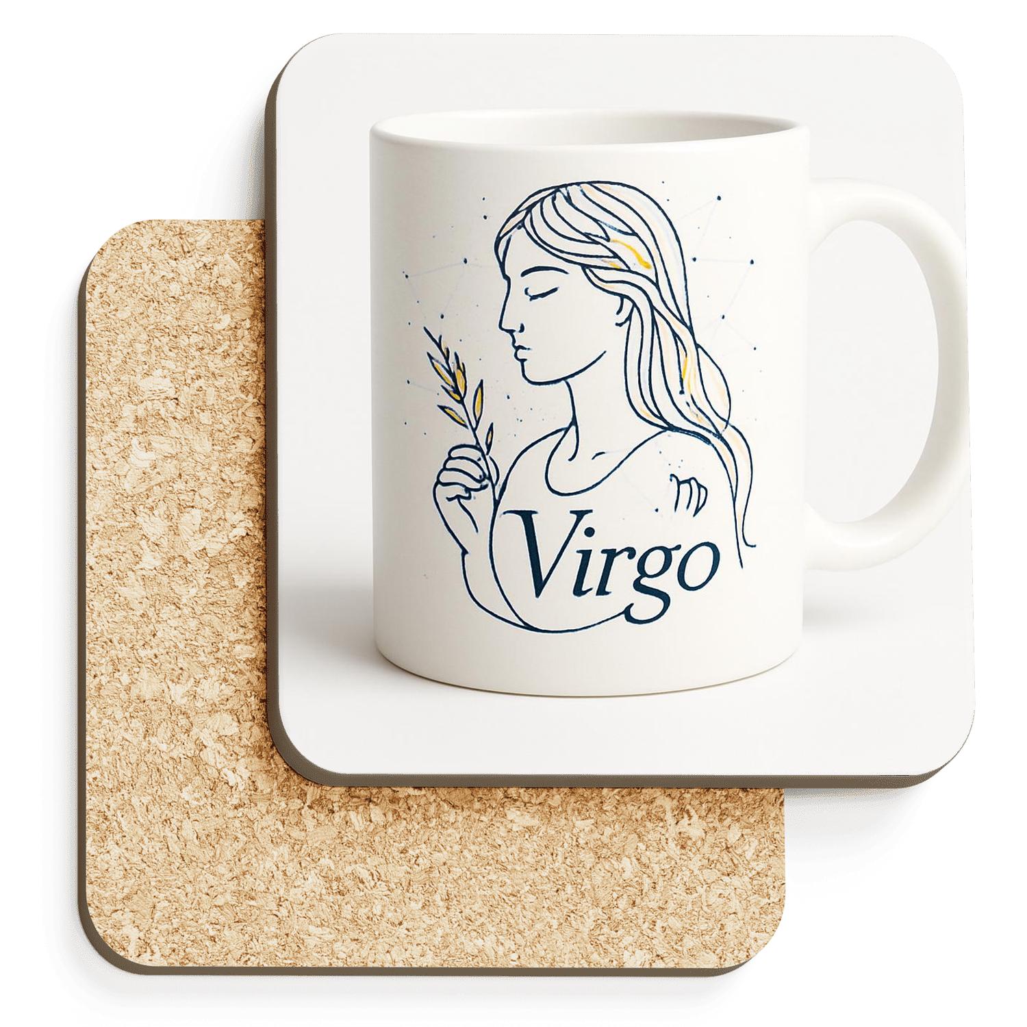 Virgo Art Nouveau Maiden Star Chart Minimalism personalized drink coasters