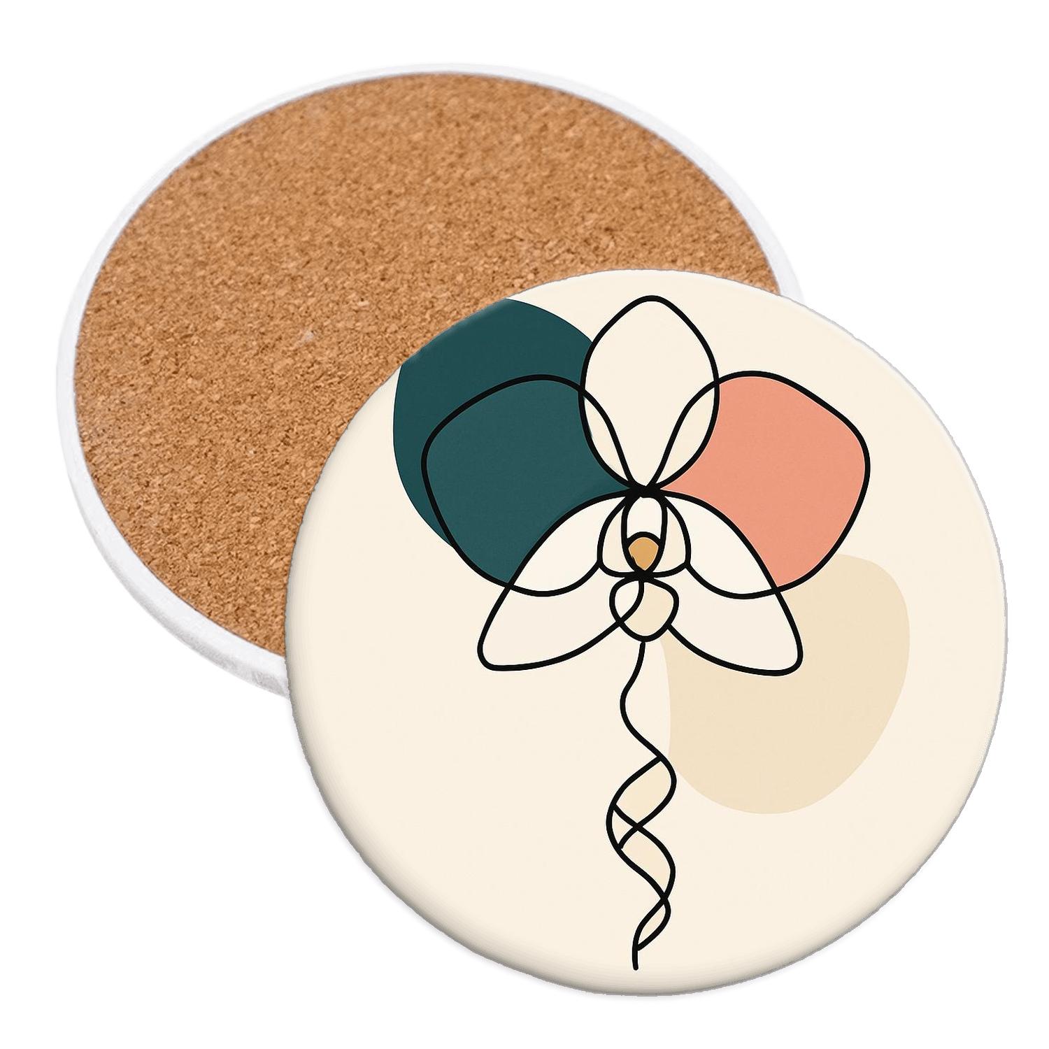 Orchid Helix Line Bloom elegant tabletop coasters