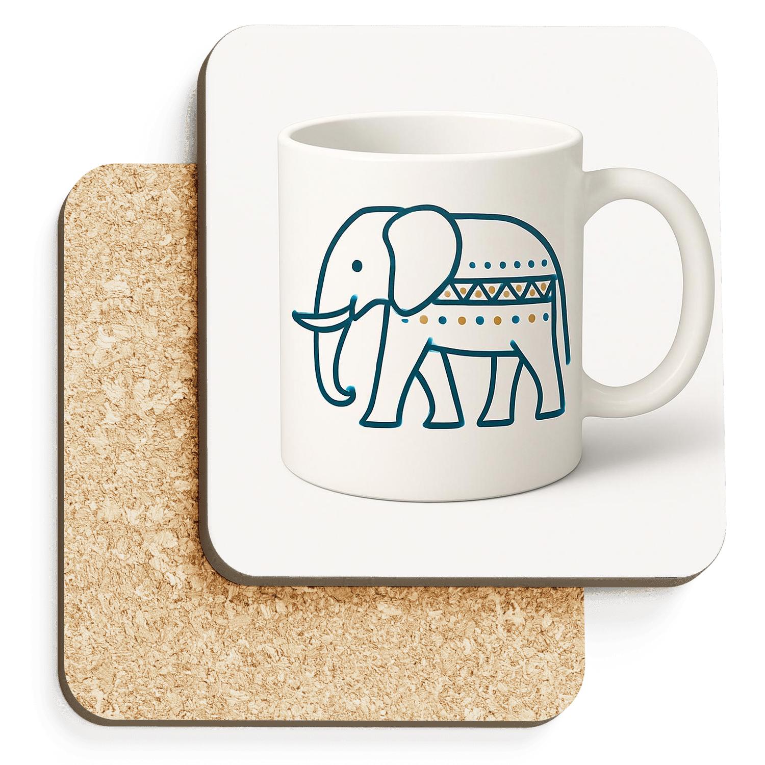 Bauhaus Warli Elephant Parade Mug Line Art stone coaster collections