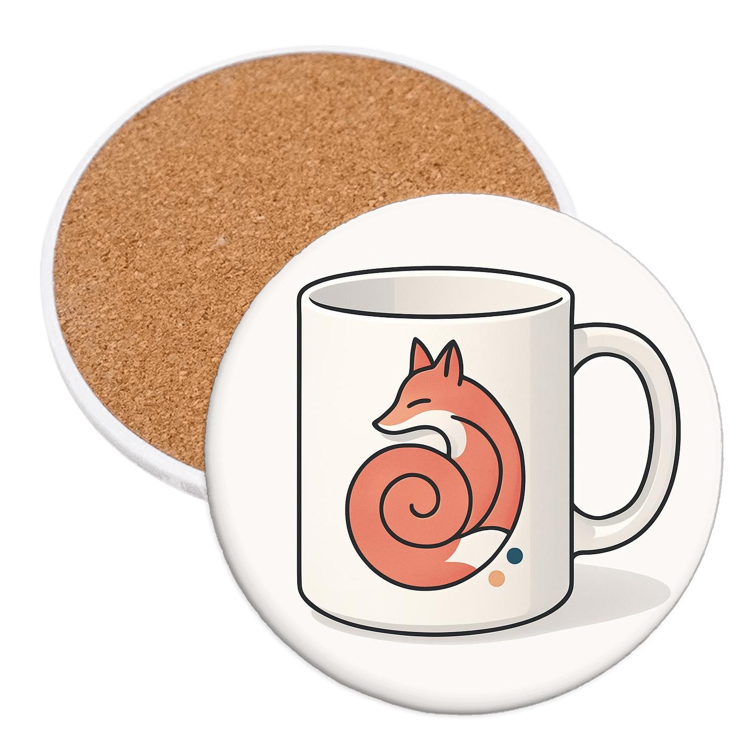 Rinpa Fox Spiral Mug Line Art stone coaster collections