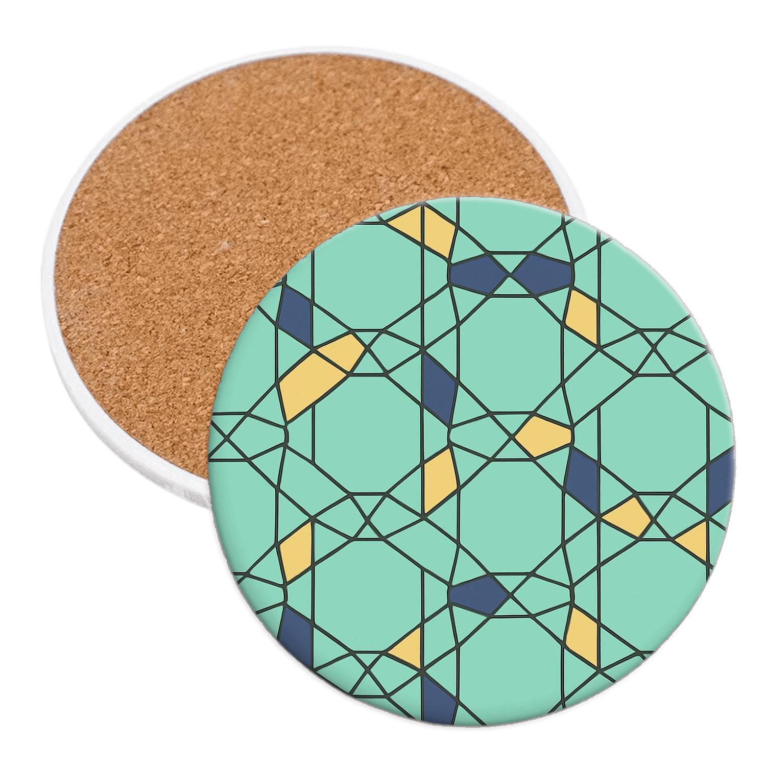 Neo Islamic Girih Decagon Minimal Lattice elegant tabletop coasters