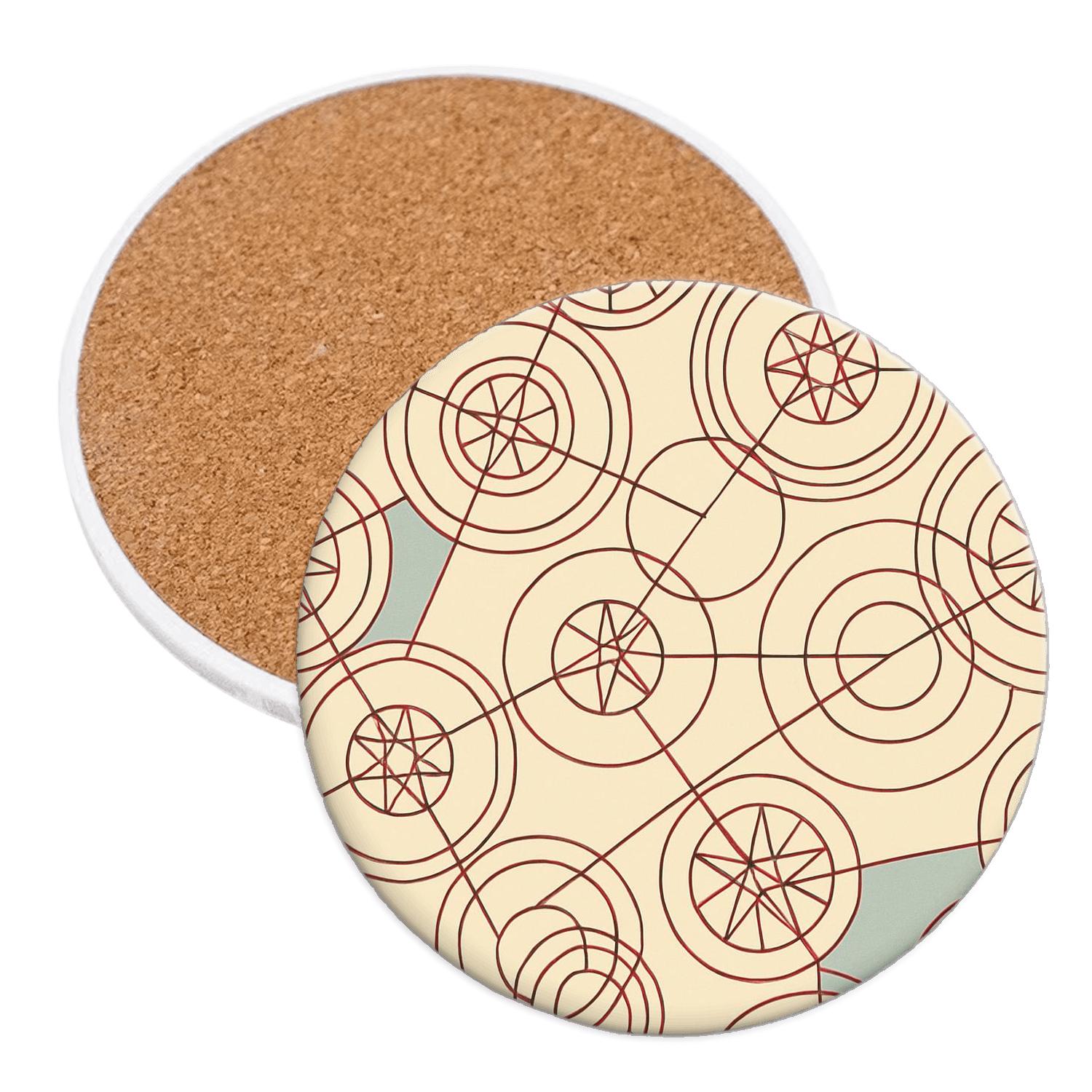 Bauhaus Starwheel Ticket Pattern absorbent drink coasters