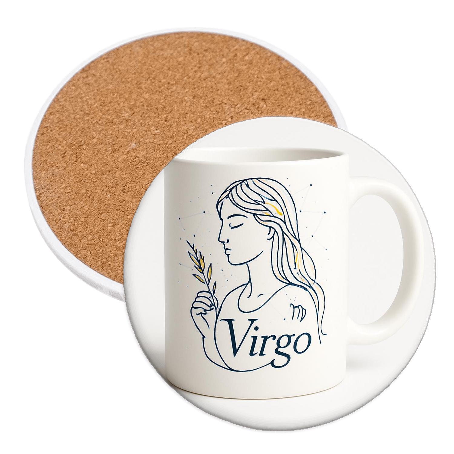 Virgo Art Nouveau Maiden Star Chart Minimalism stone coaster collections