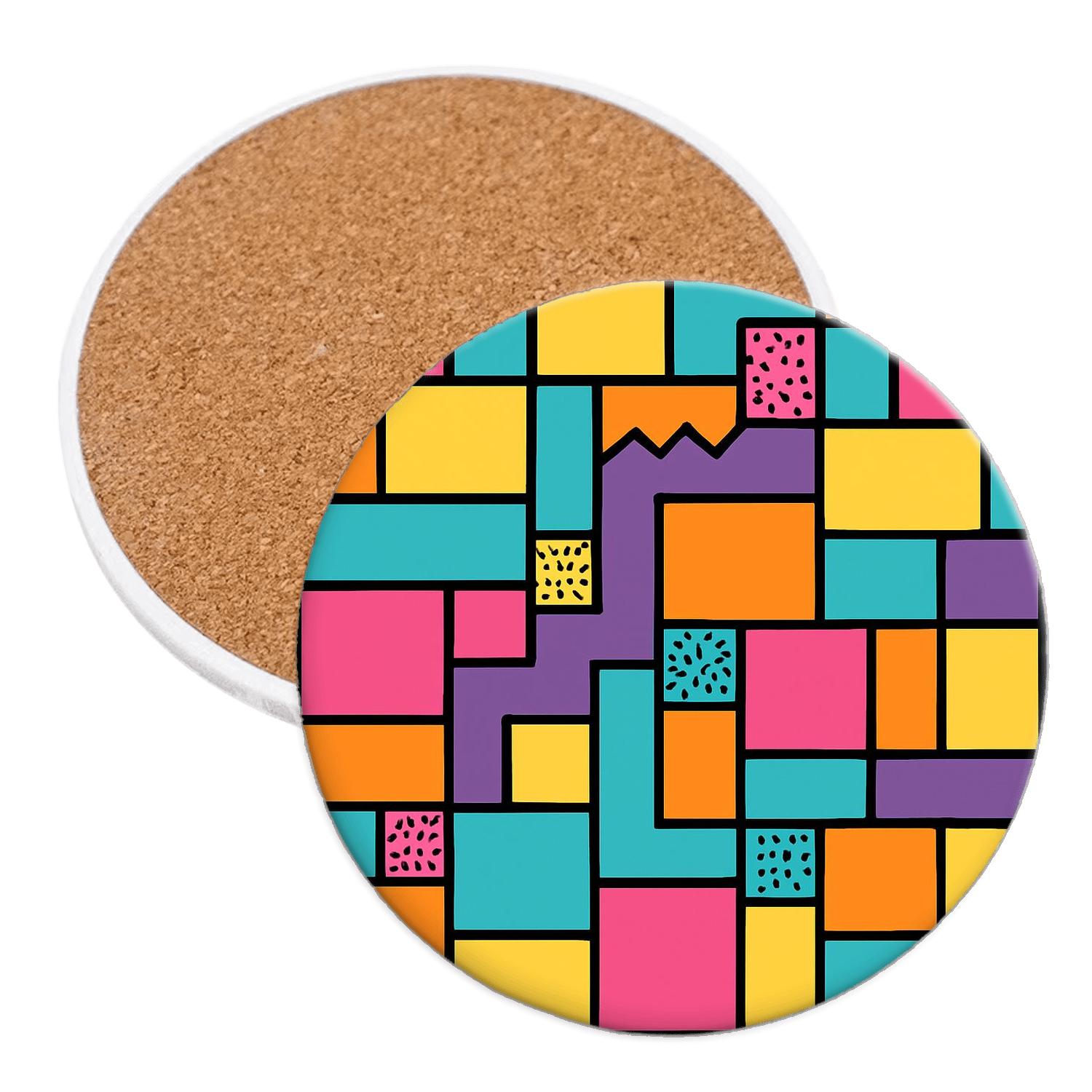 Memphis Mondrian Carnival Line Art elegant tabletop coasters