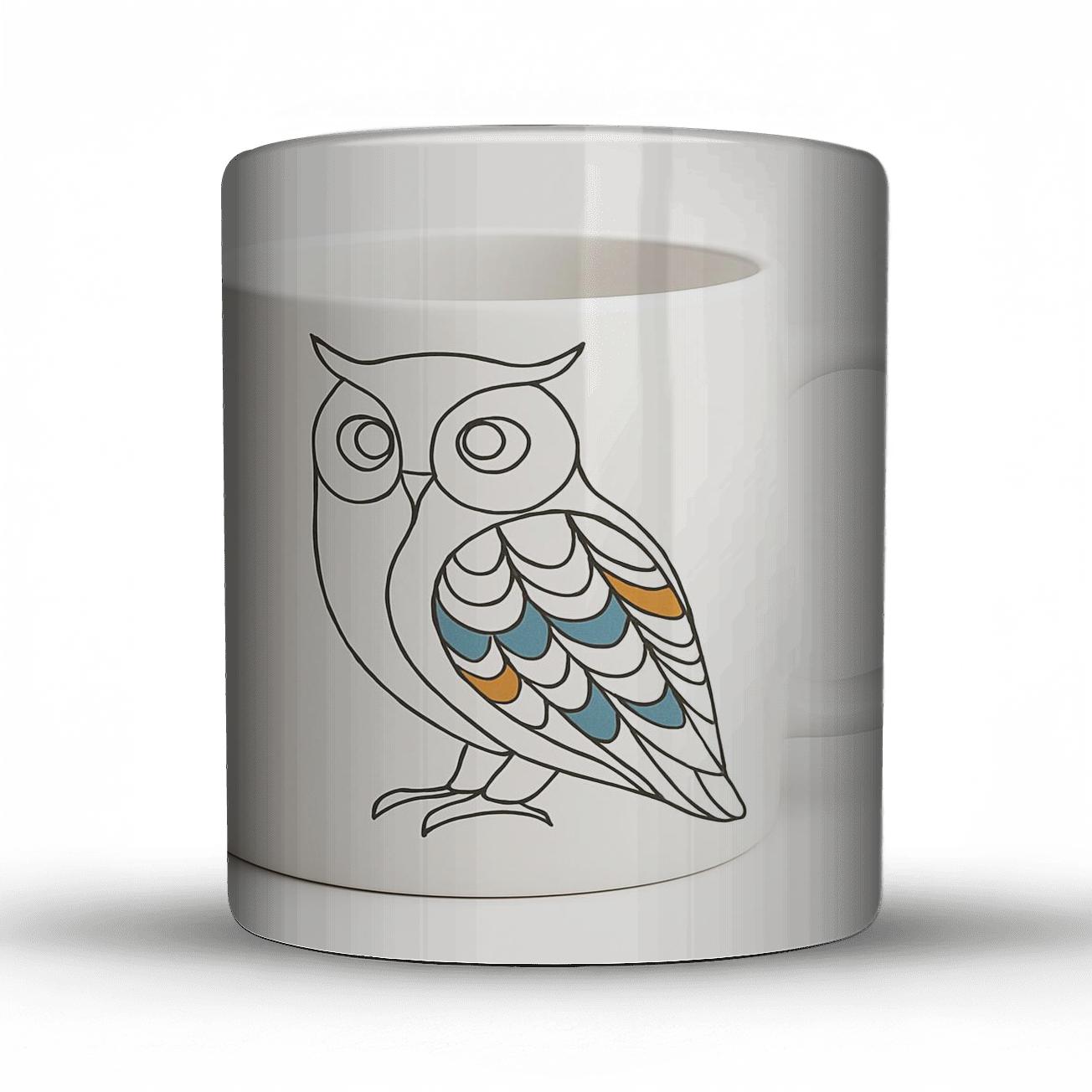 Ainu Bauhaus Owl Line Art Mug insulated thermal mugs