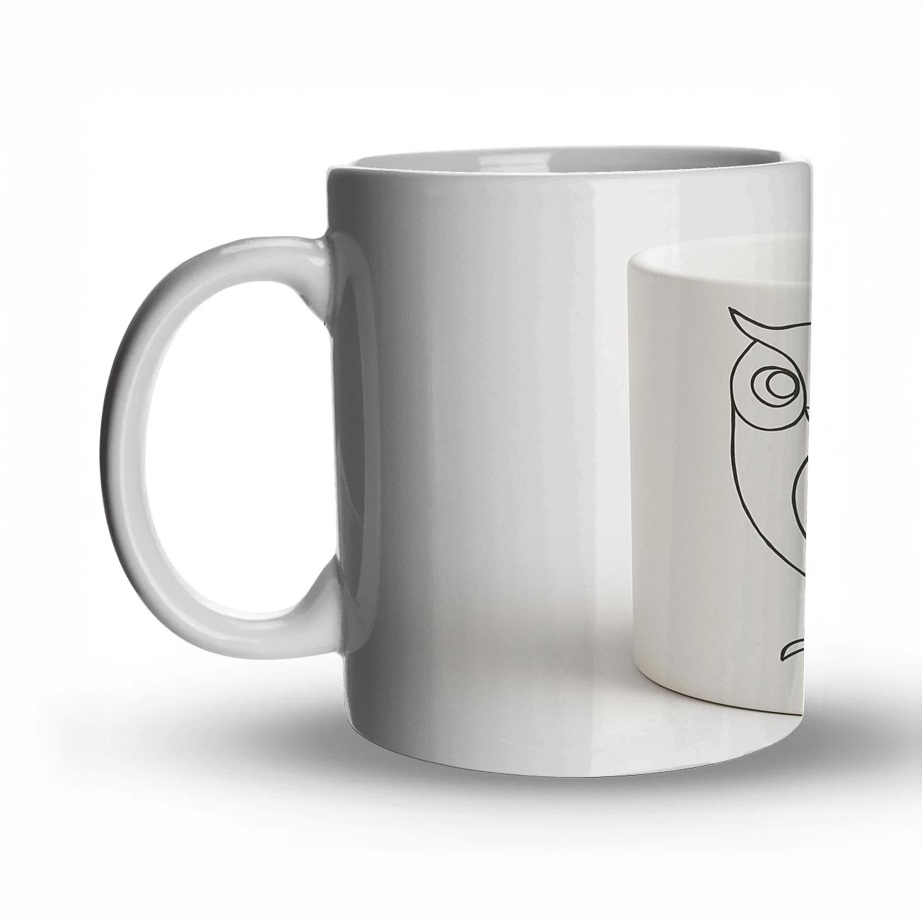 Ainu Bauhaus Owl Line Art Mug insulated thermal mugs