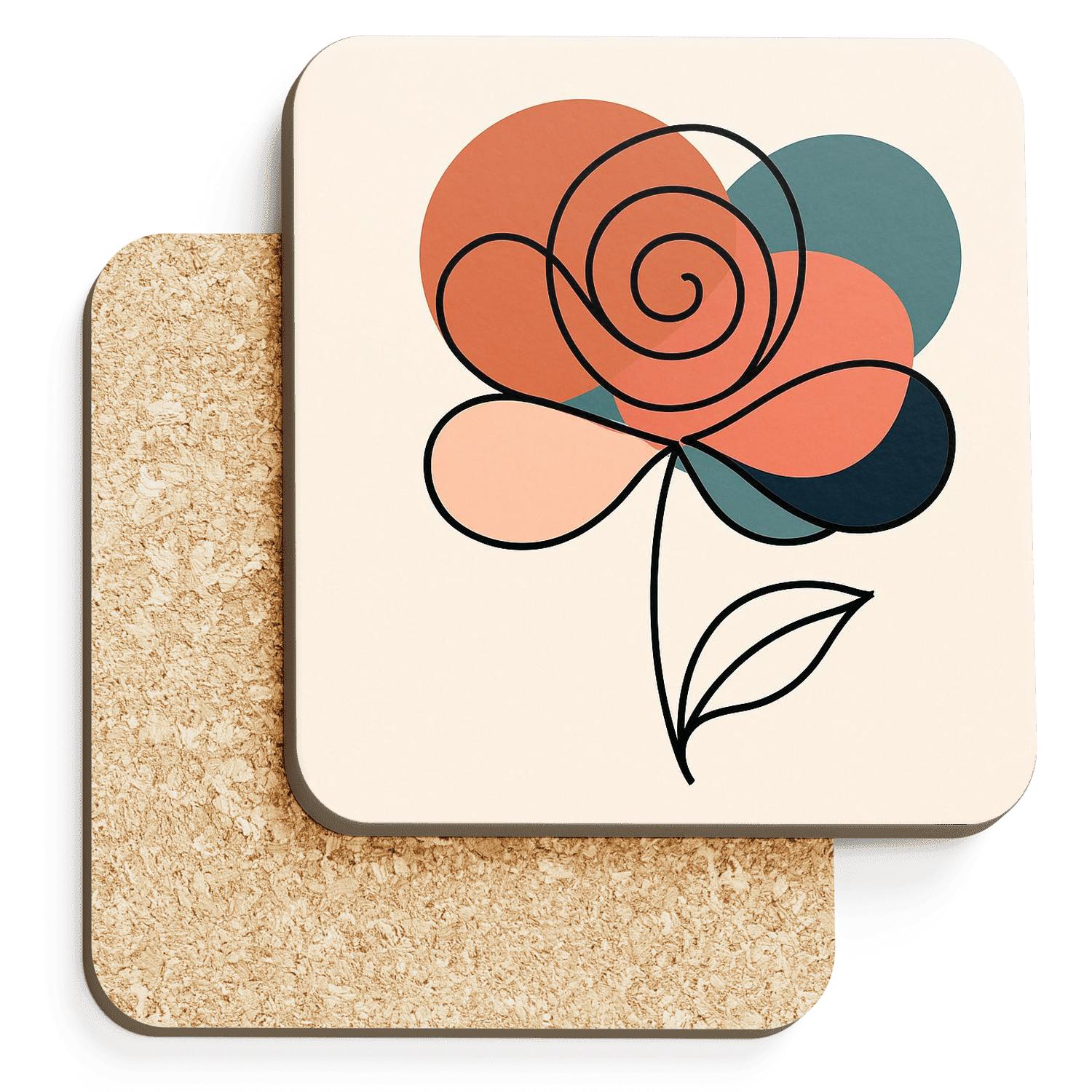 Petal Orbit Minimal Line Bloom coasters for home decor