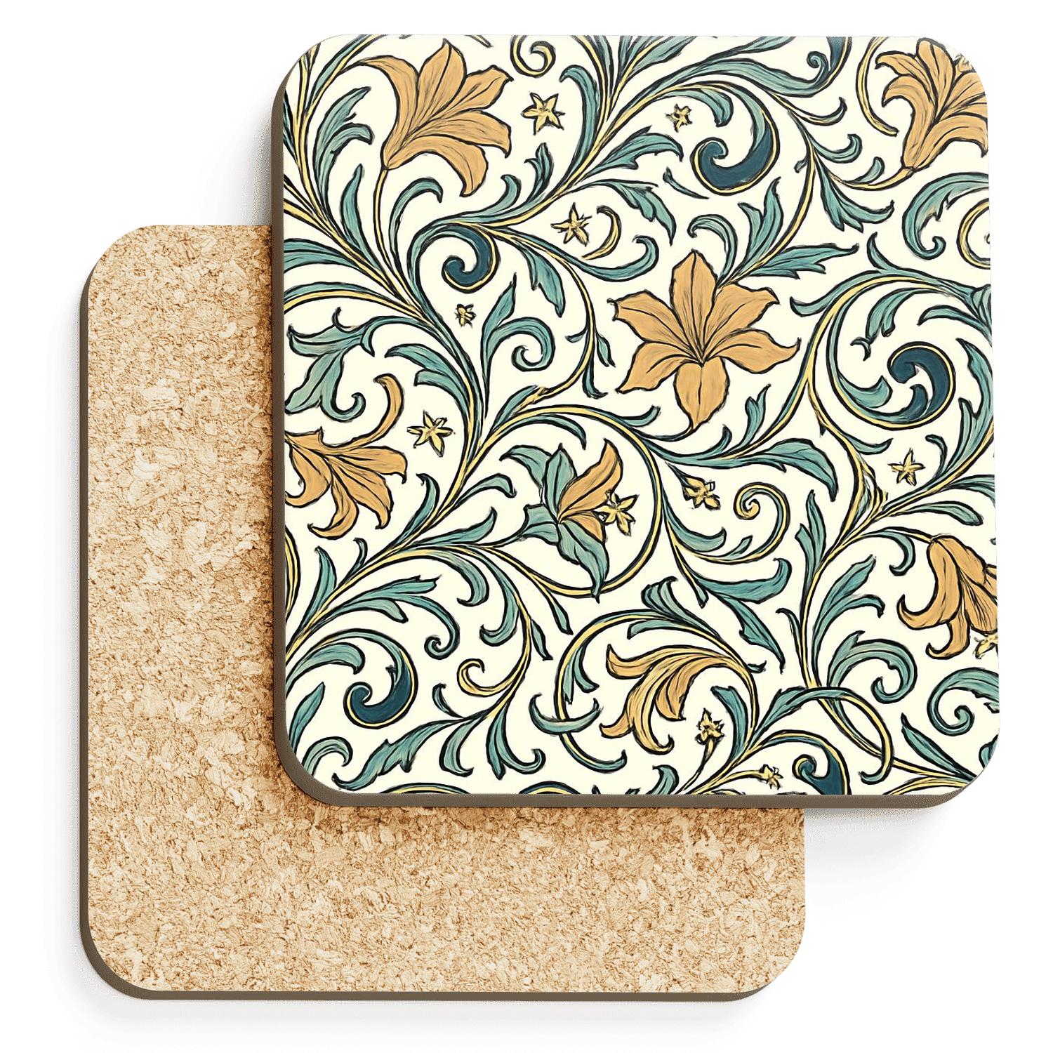 Art Nouveau Celestial Vine Filigree absorbent drink coasters