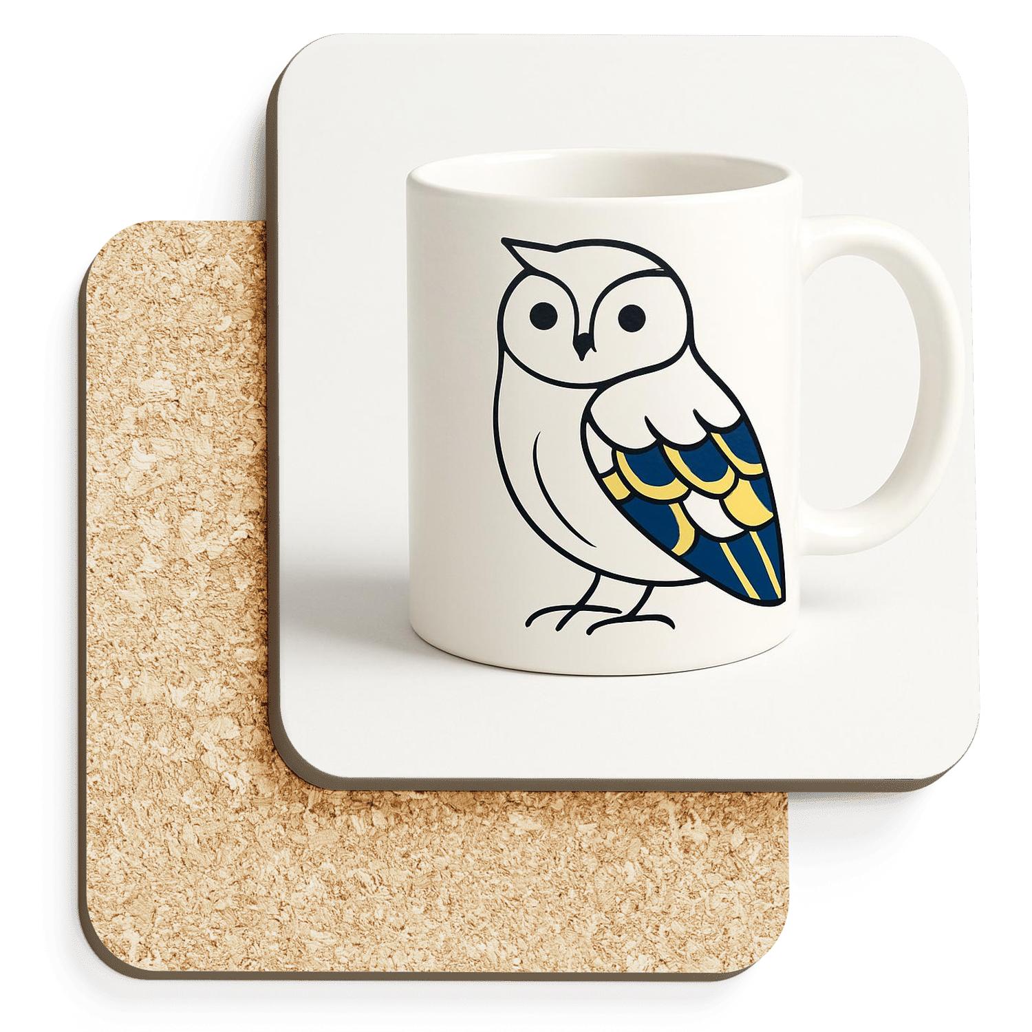 Rinpa Owl Minimal Wrap Mug coasters for home decor