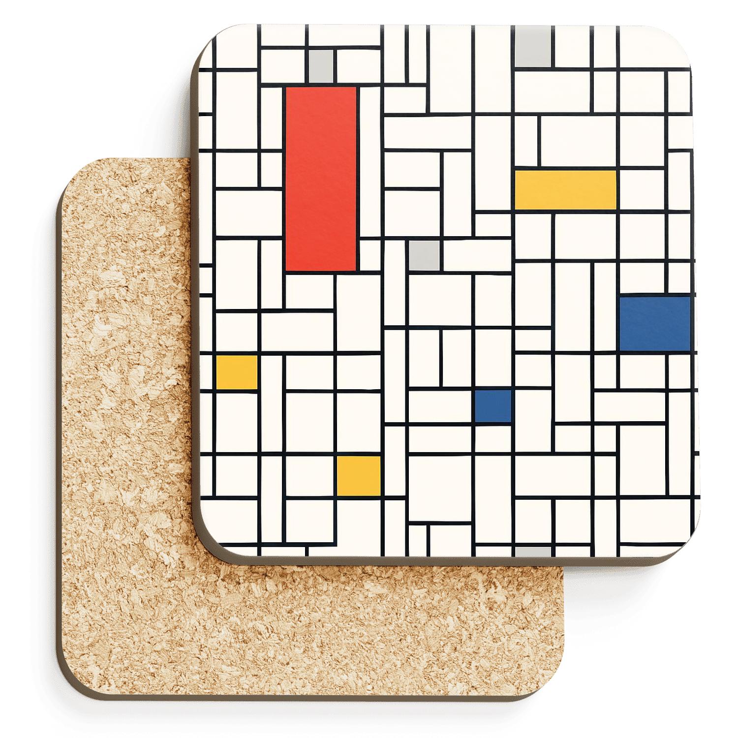 De Stijl Rhythm Grid With Off Register Accents decorative beverage coasters