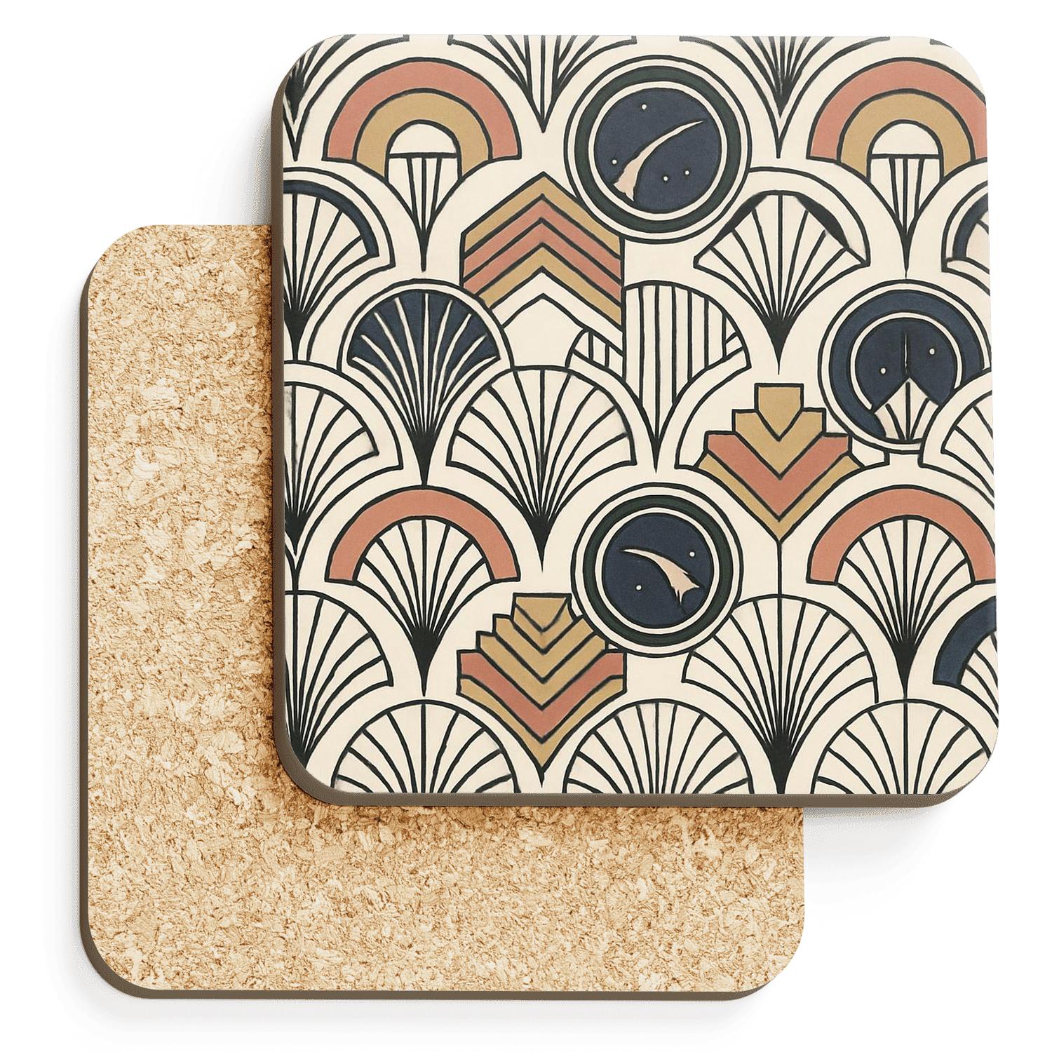 Bauhaus Deco Comet Geometry Textile custom engraved coasters