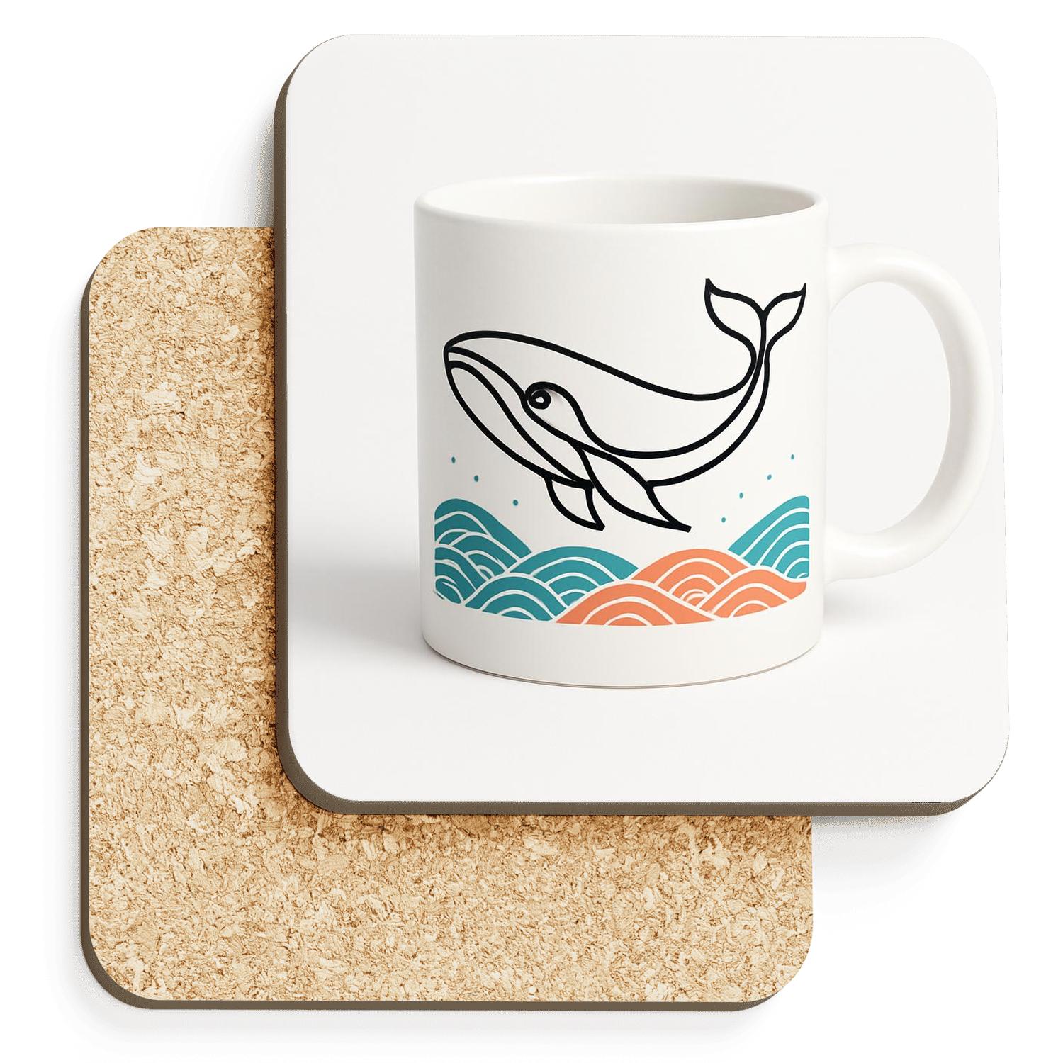 Arctic Whale Art Nouveau Line Wrap Mug personalized drink coasters