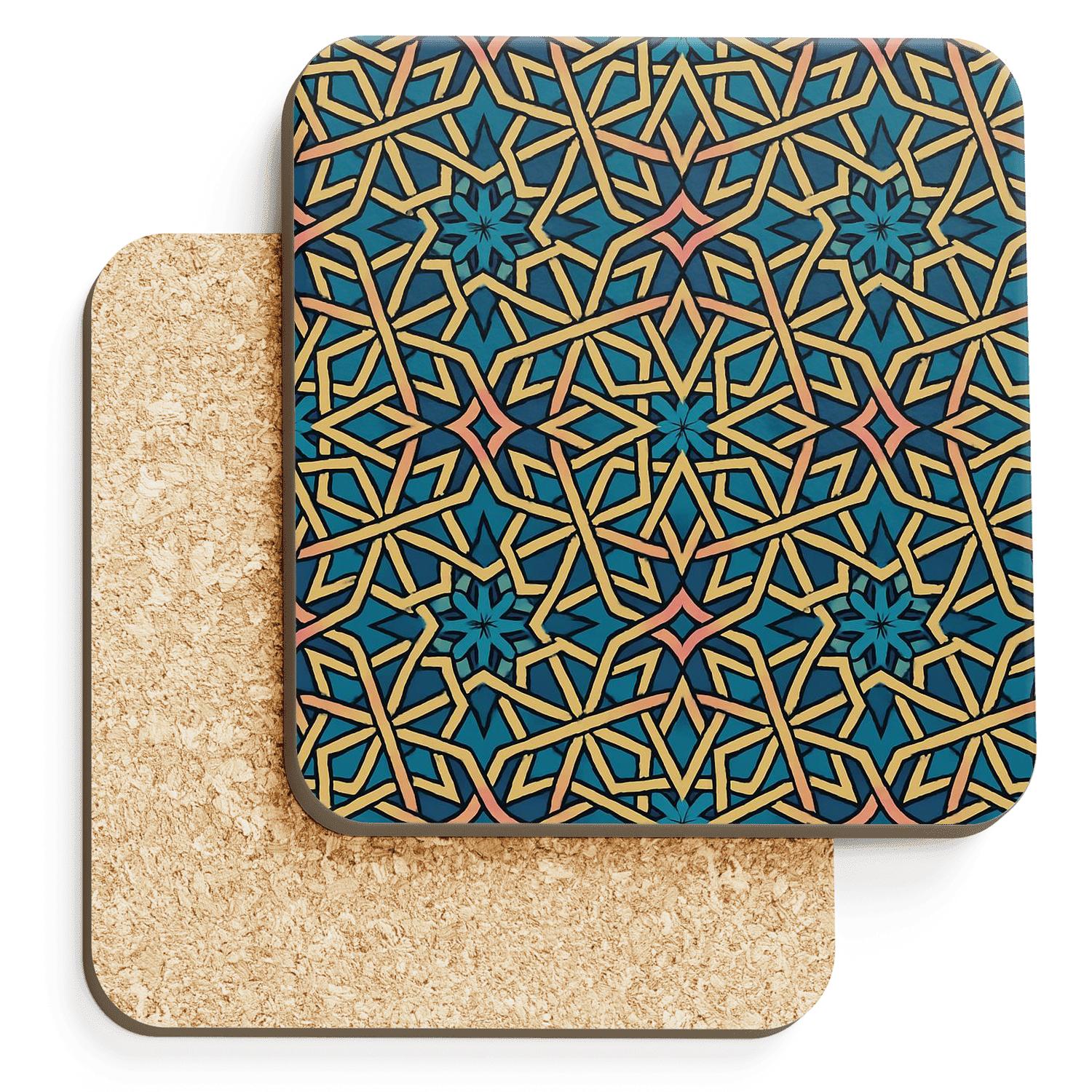 Sacred Geometry Quasicrystal Rosette In Contemporary Islamic Ornament cork coaster sets