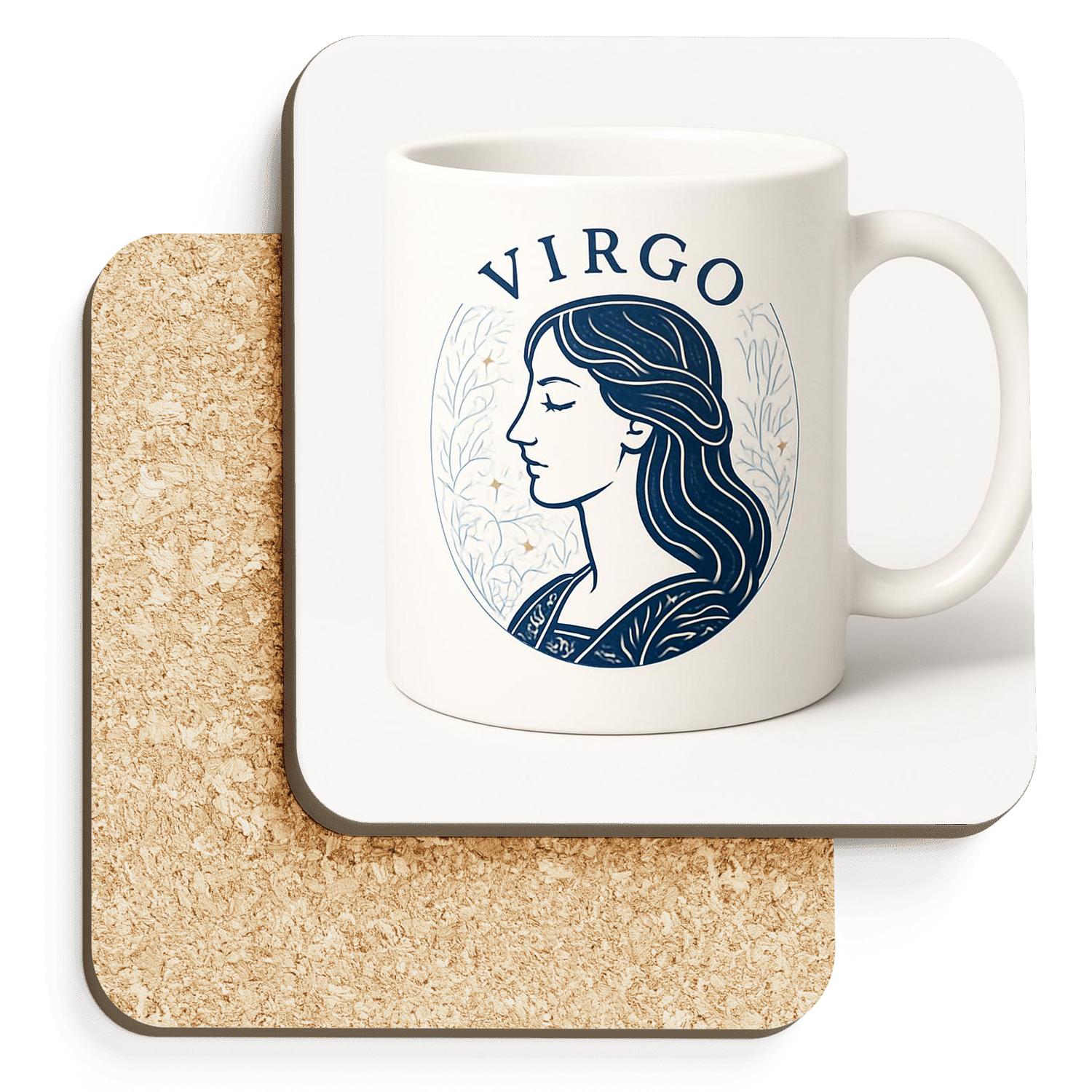 Virgo Arts And Crafts Maiden With Botanical Constellation Weave absorbent drink coasters
