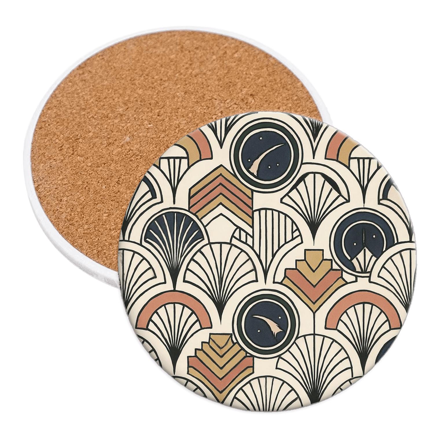 Bauhaus Deco Comet Geometry Textile custom engraved coasters