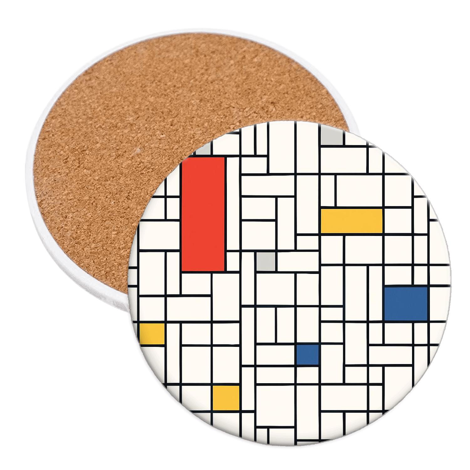 De Stijl Rhythm Grid With Off Register Accents elegant tabletop coasters
