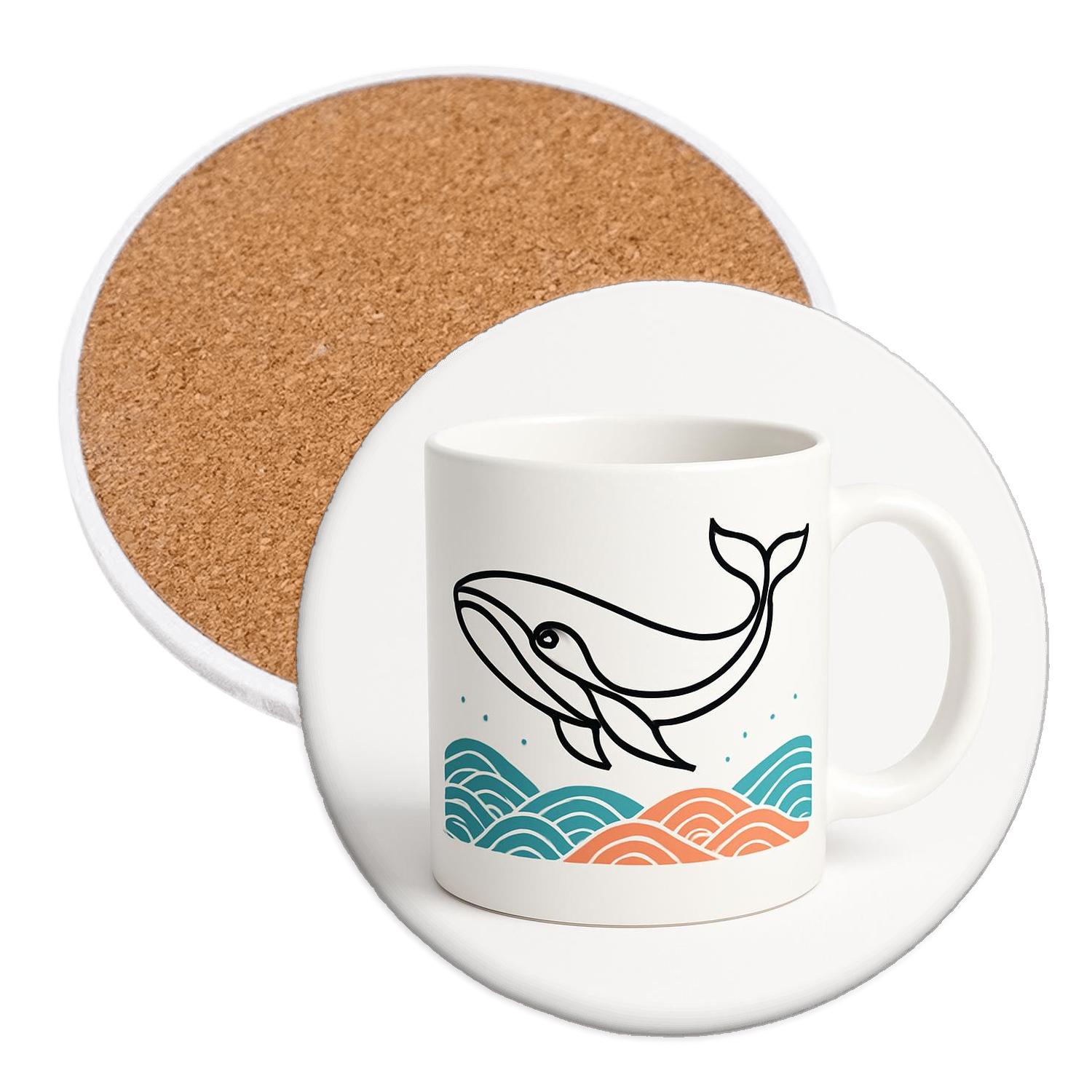 Arctic Whale Art Nouveau Line Wrap Mug absorbent drink coasters