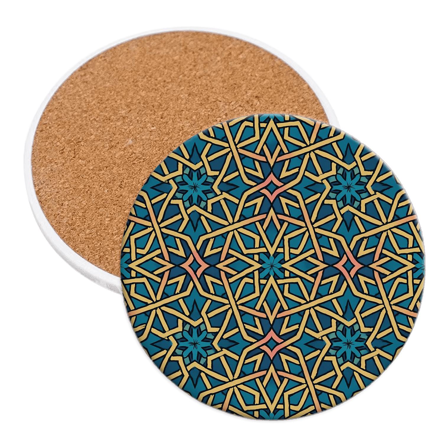 Sacred Geometry Quasicrystal Rosette In Contemporary Islamic Ornament cork coaster sets