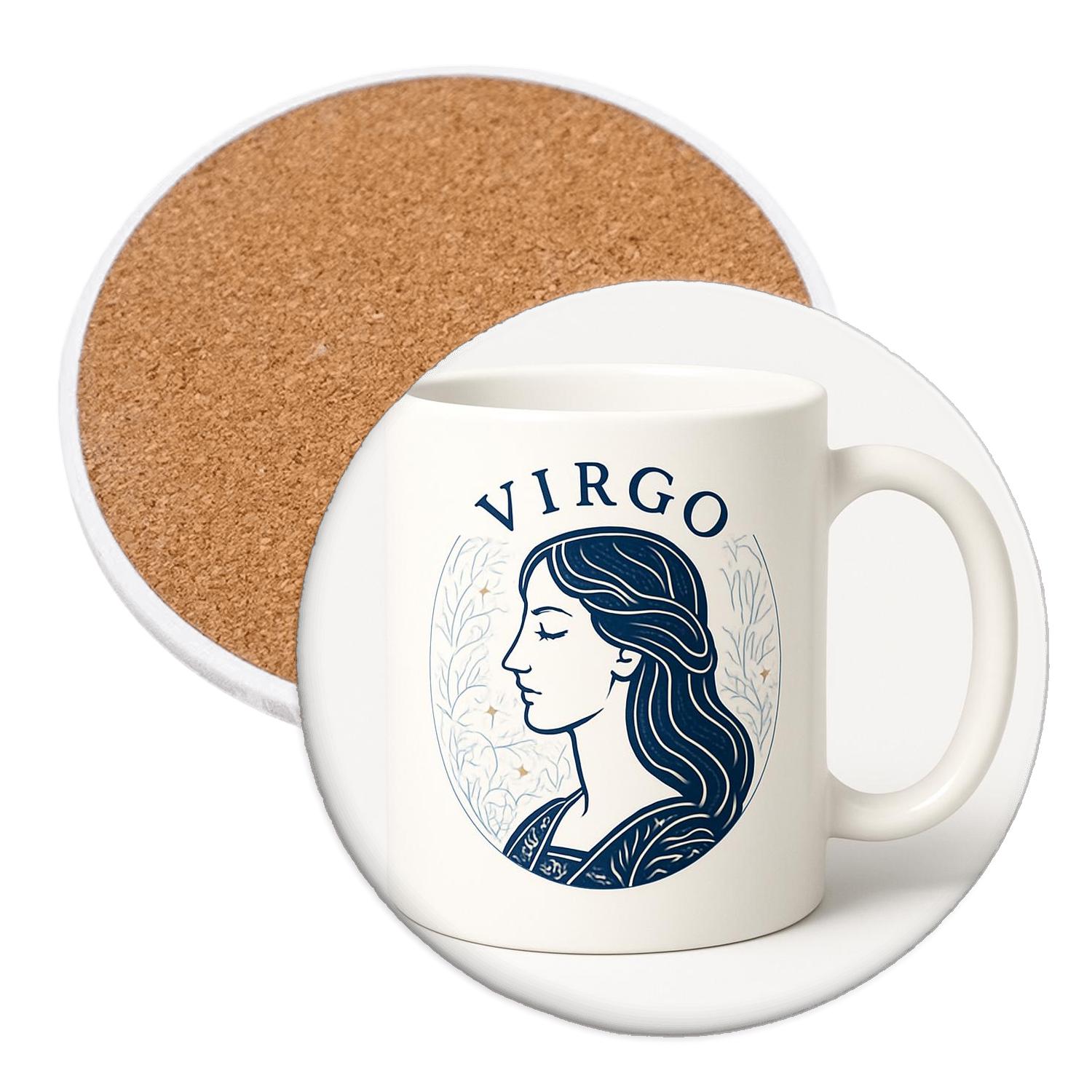 Virgo Arts And Crafts Maiden With Botanical Constellation Weave stone coaster collections