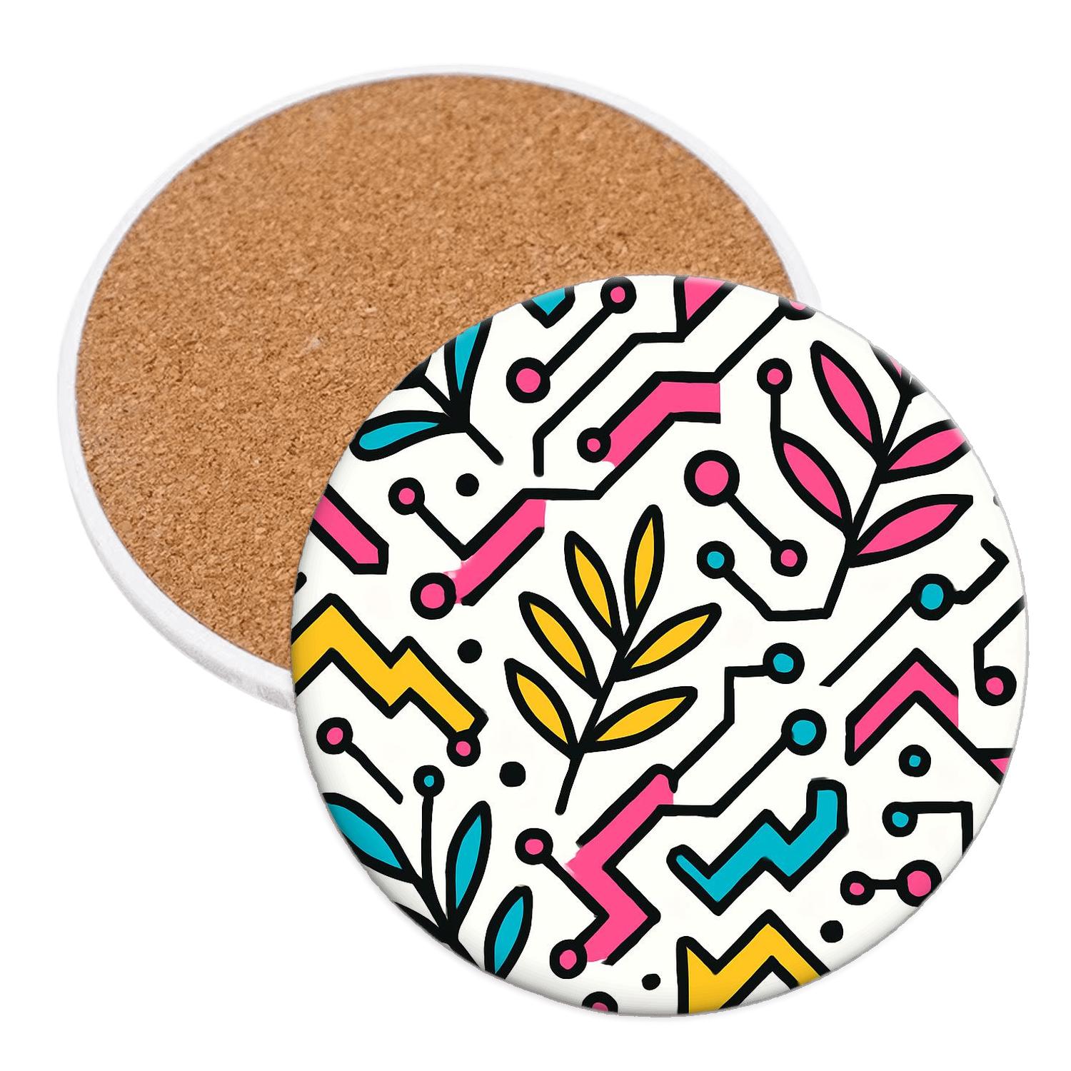 Neo Memphis Aurora Circuit Garden elegant tabletop coasters