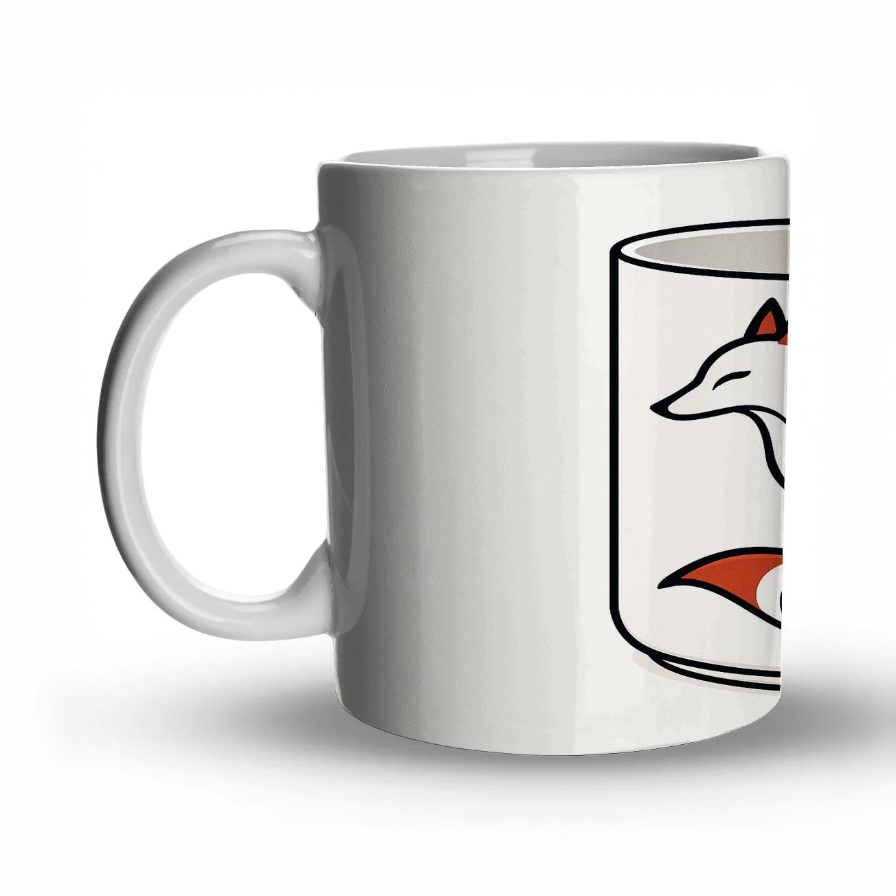 Ainu Spiral Fox Line Art Mug Design custom printed mugs