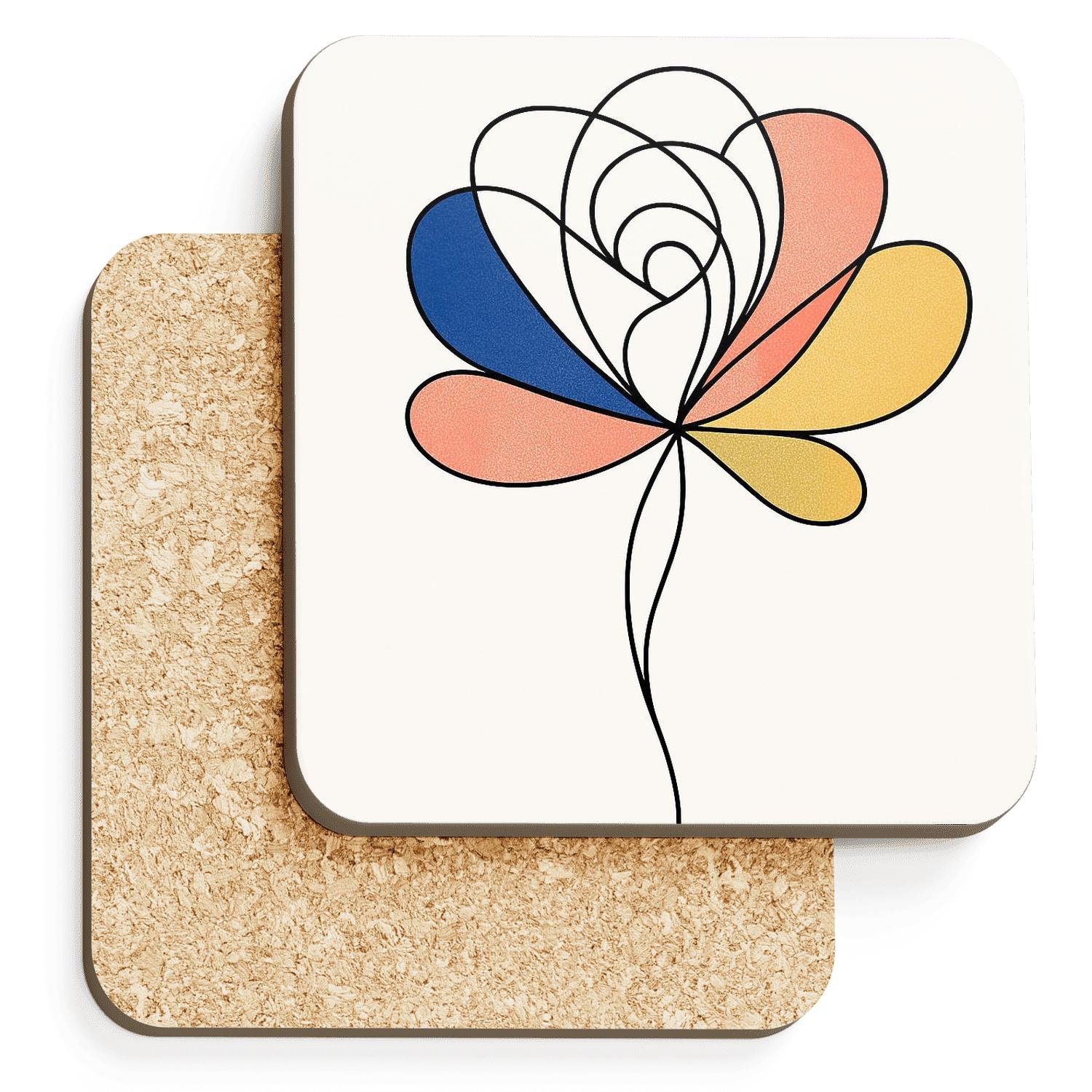 Orbital Bloom Contours elegant tabletop coasters