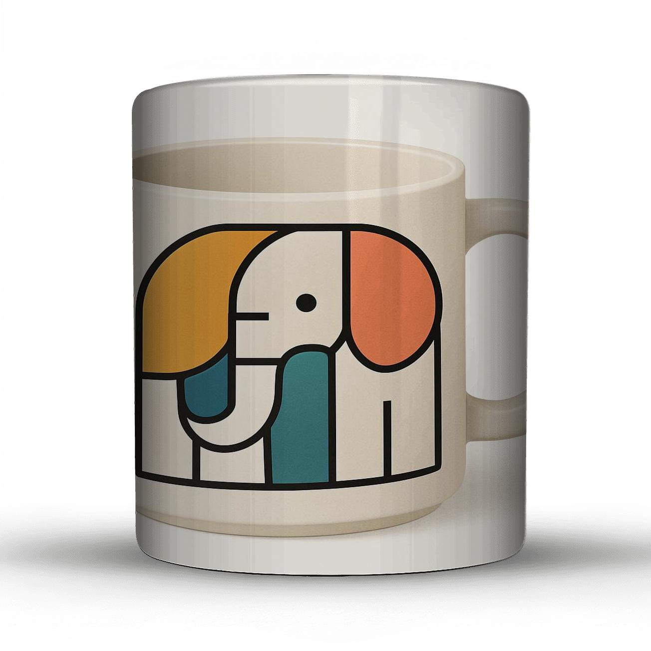 Bauhaus Grid Elephant Minimal Line Art Mug Design novelty coffee mugs