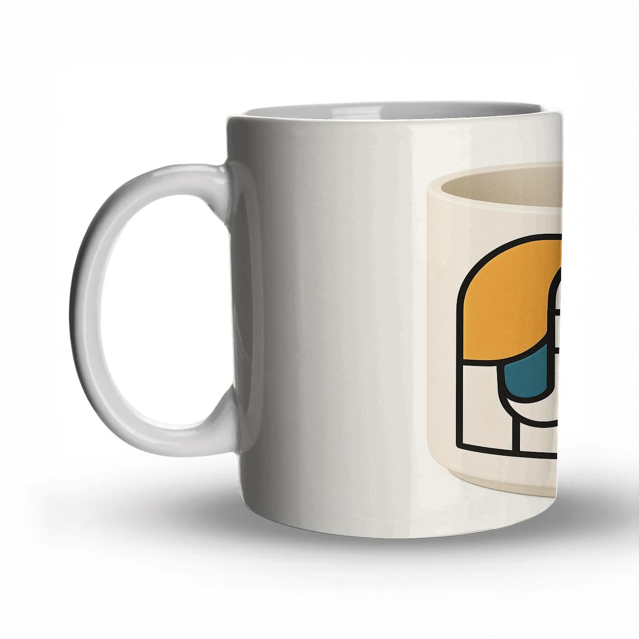 Bauhaus Grid Elephant Minimal Line Art Mug Design novelty coffee mugs