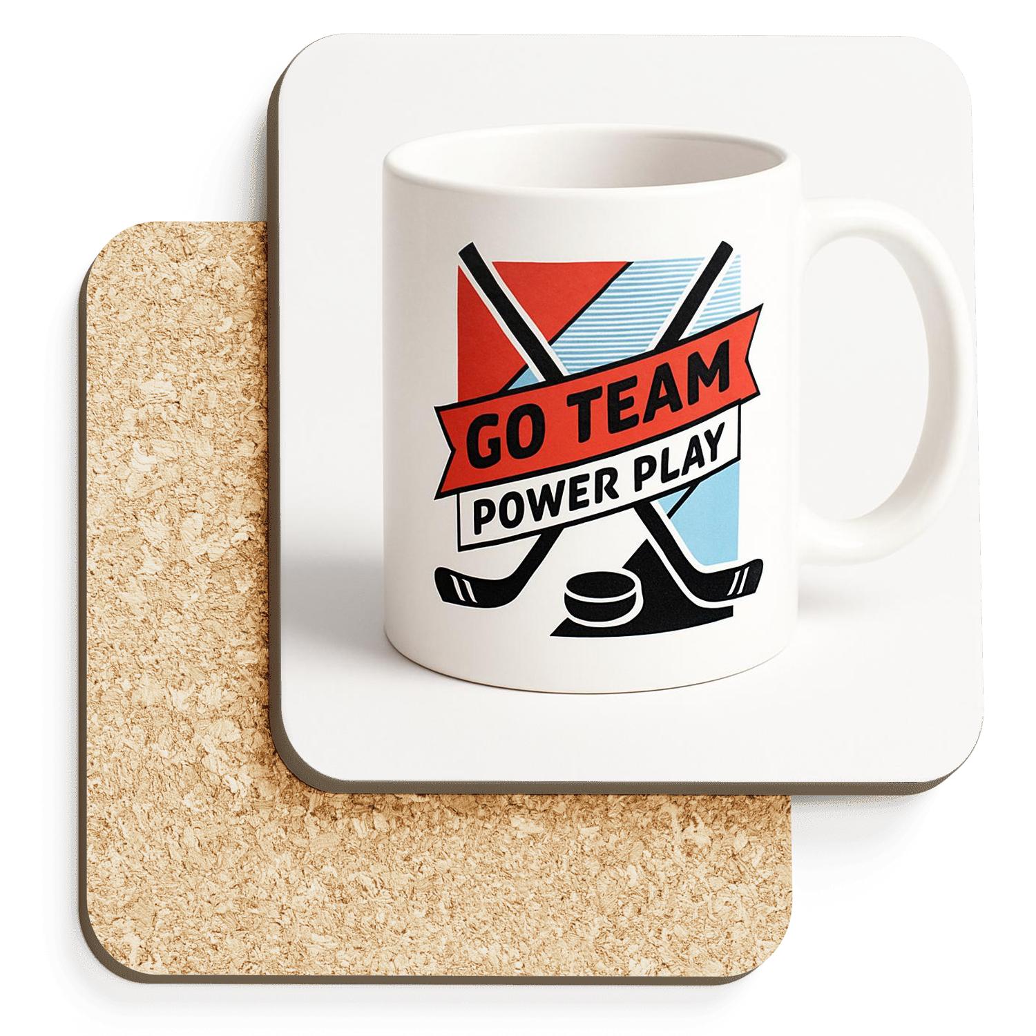 Constructivist Hockey Crossed Sticks Go Team Mug Line Art stone coaster collections