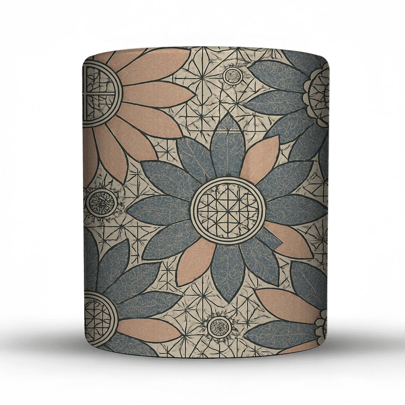 Edo Komon Clockwork Chrysanthemum Lattice ceramic coffee mugs