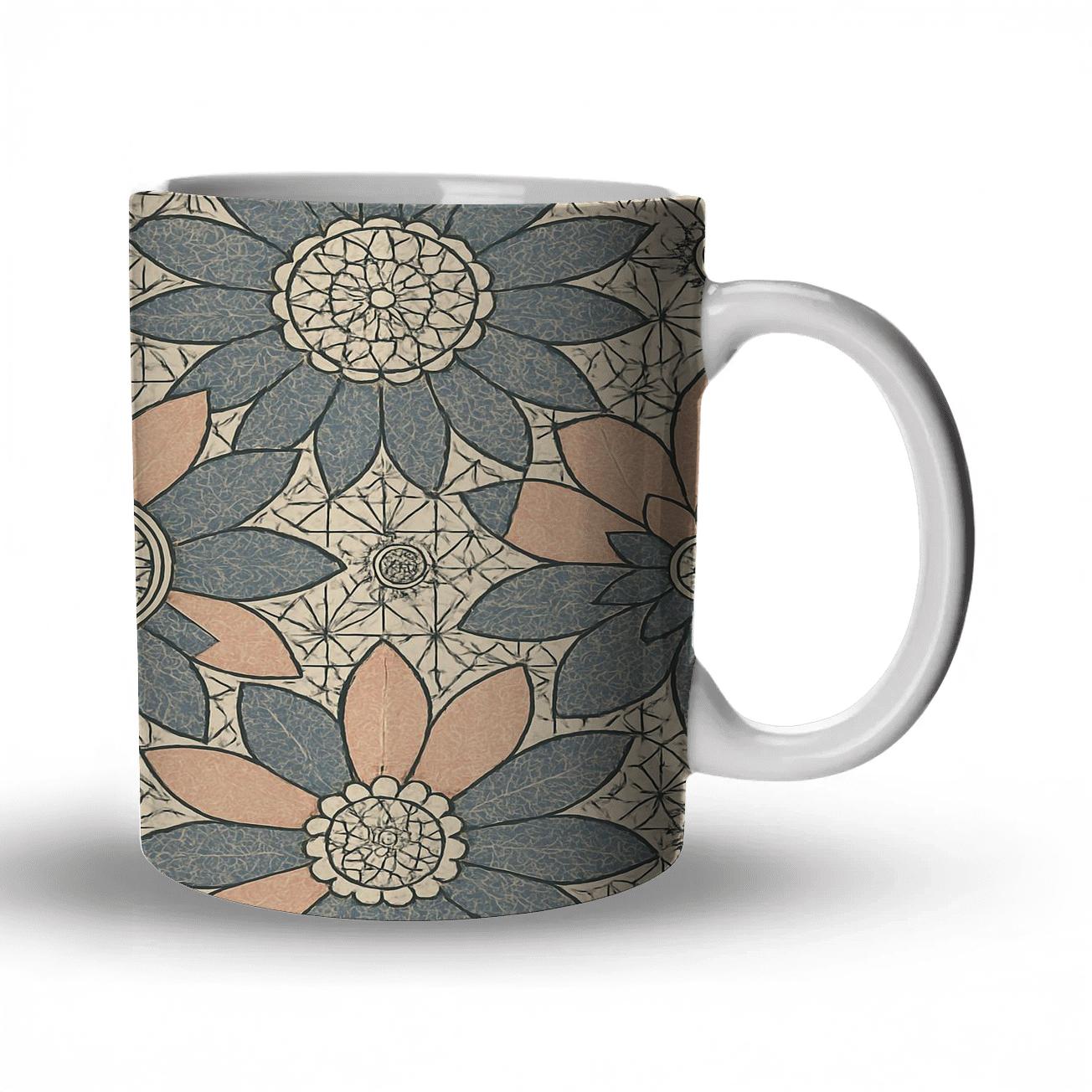 Edo Komon Clockwork Chrysanthemum Lattice ceramic coffee mugs
