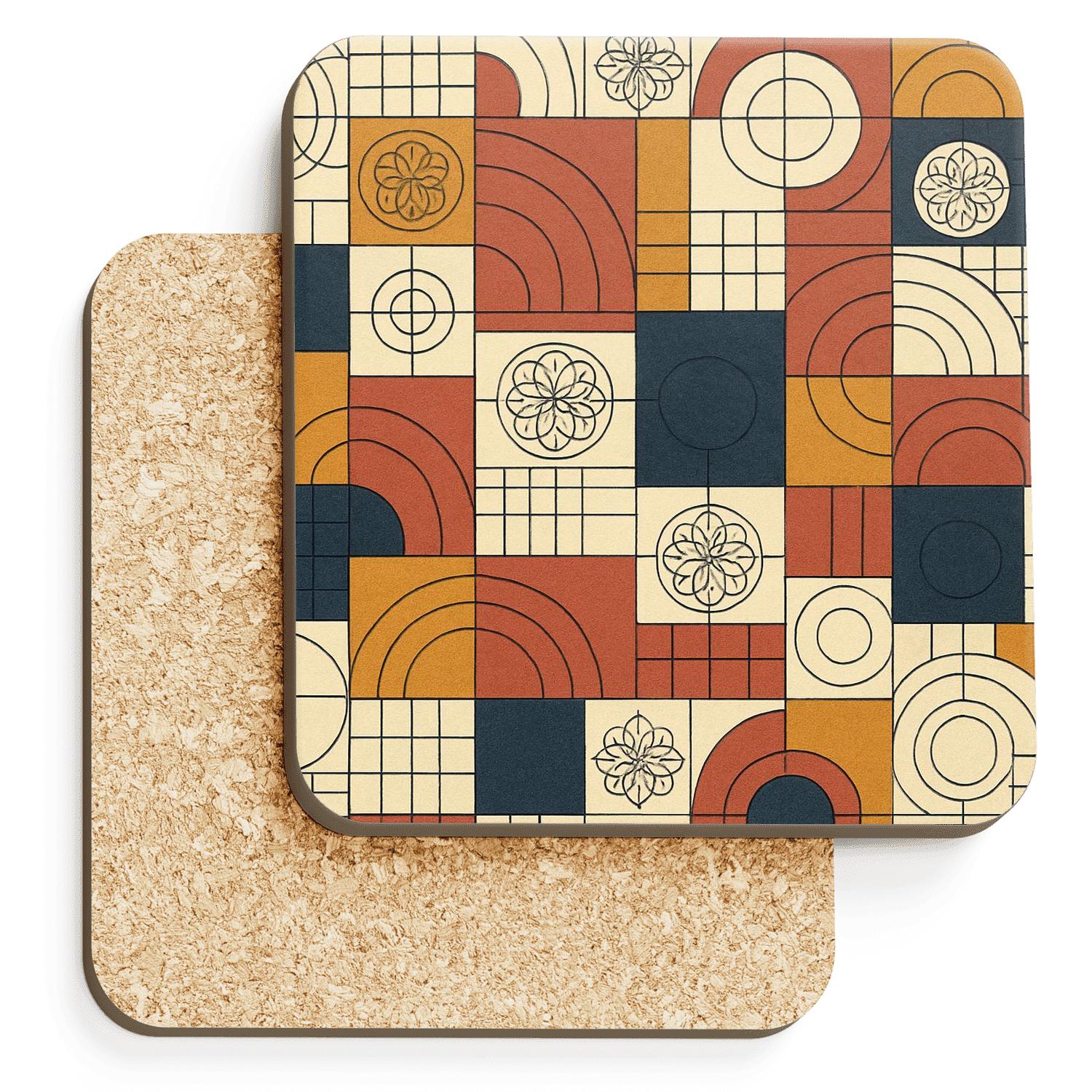 Bauhaus Loom Geometry With Secession Rosettes elegant tabletop coasters