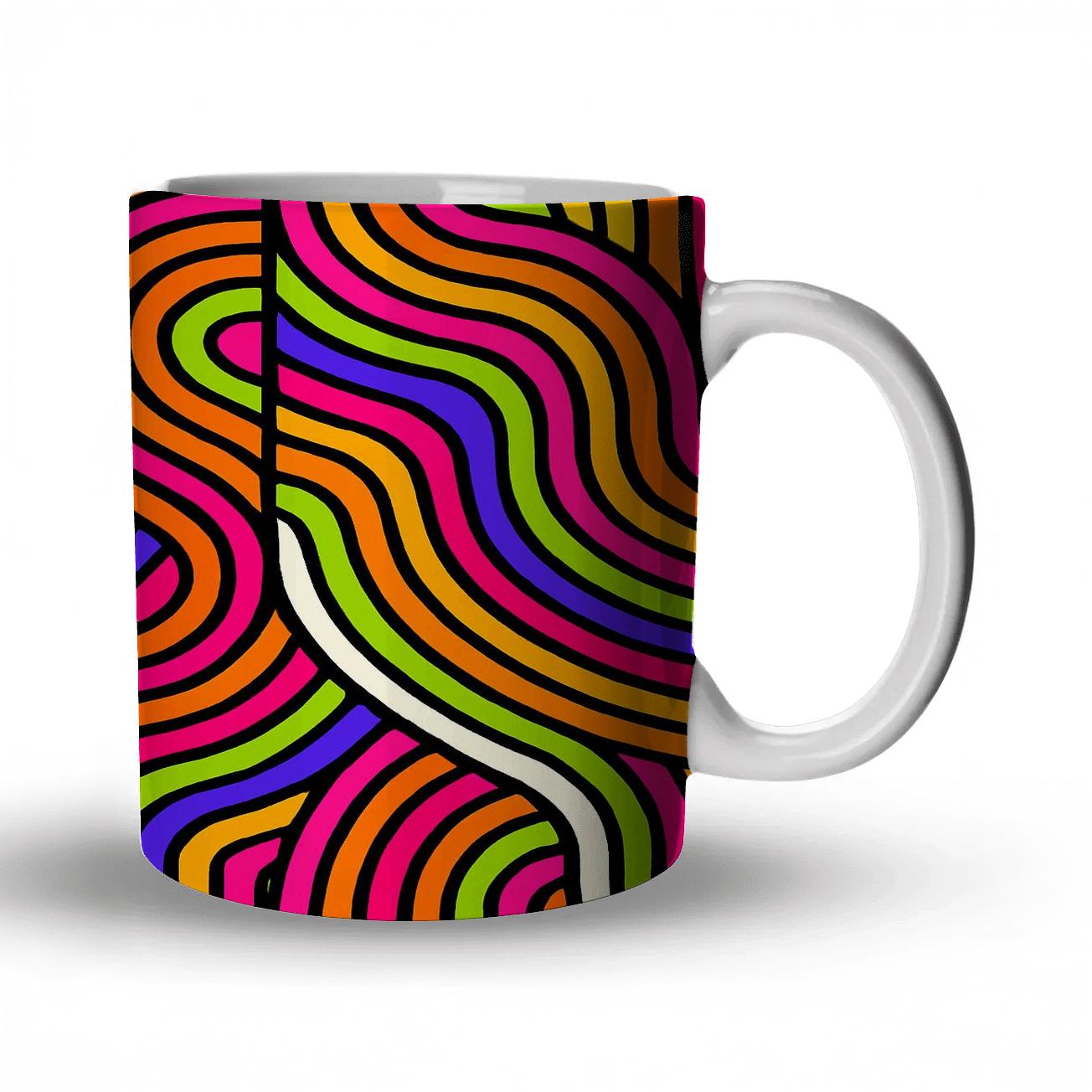 Op Art Solar Pulse Stripes insulated thermal mugs