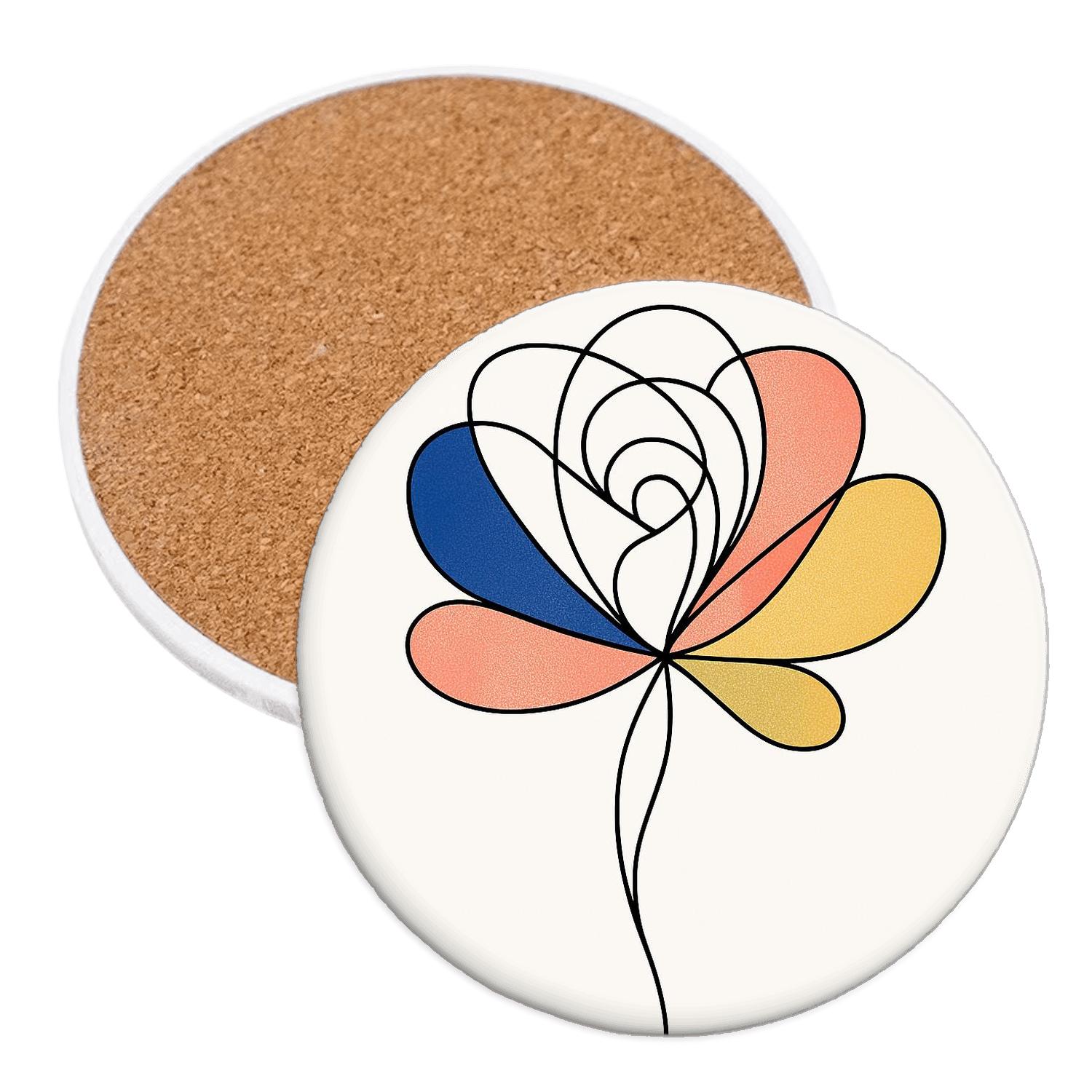 Orbital Bloom Contours custom engraved coasters