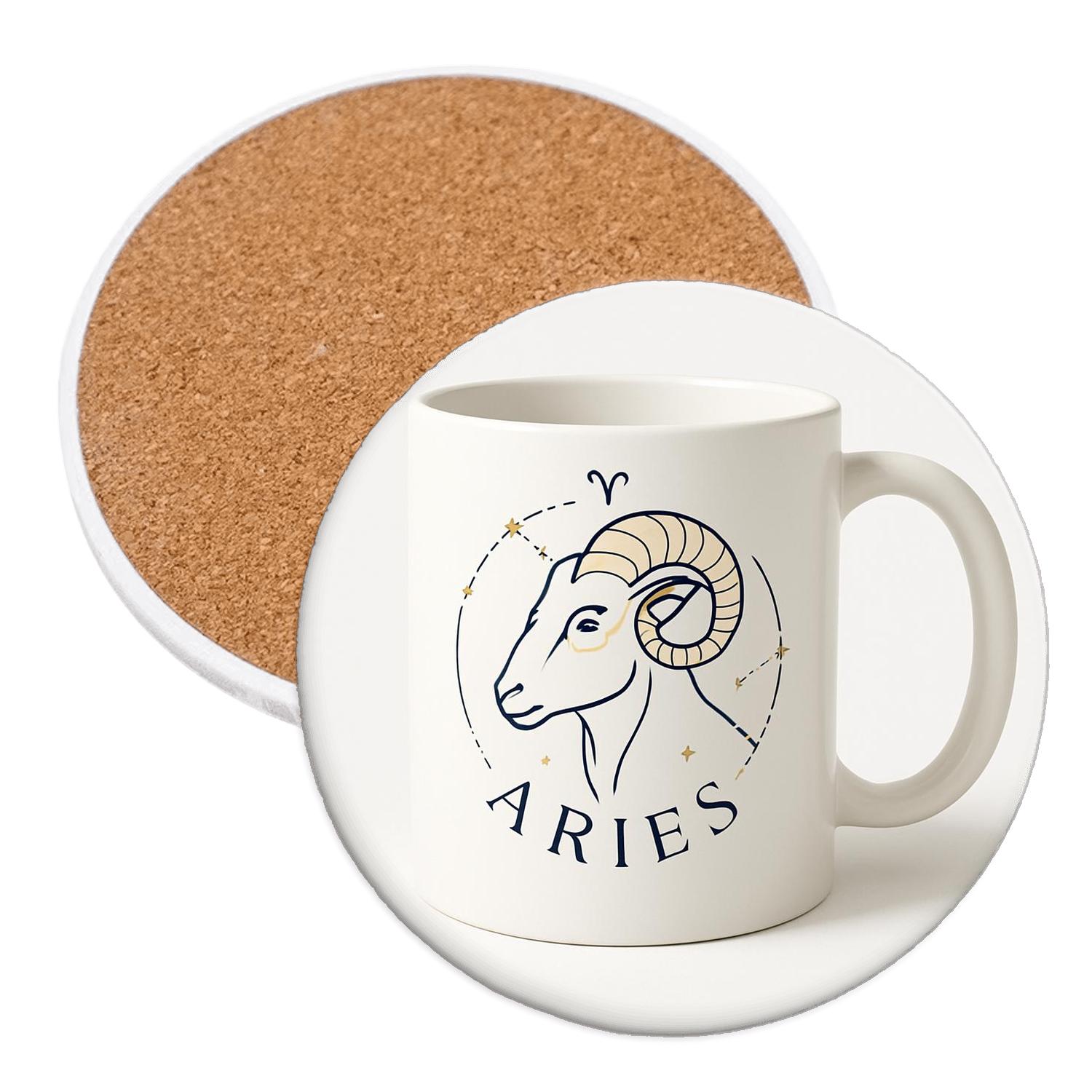 Aries Ram Celestial Line Art Mug personalized drink coasters