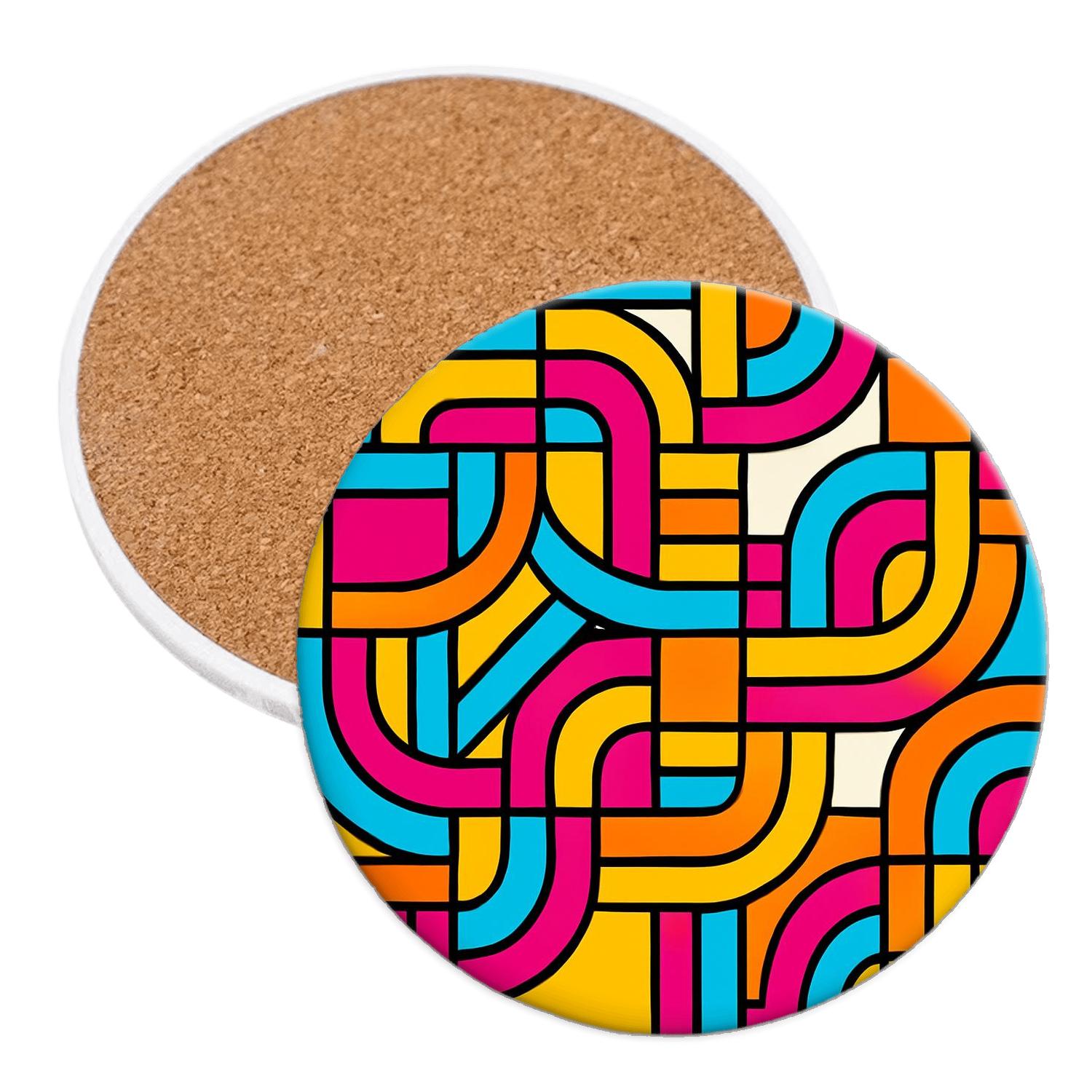 Bauhaus Neon Weave Linework stone coaster collections