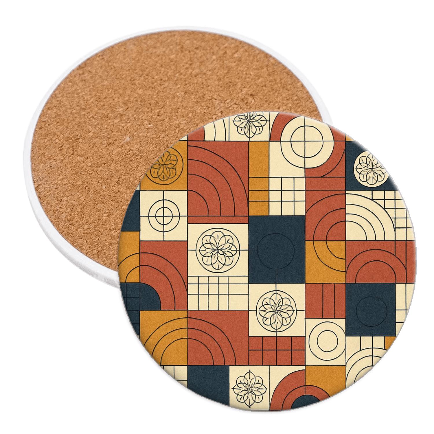 Bauhaus Loom Geometry With Secession Rosettes elegant tabletop coasters