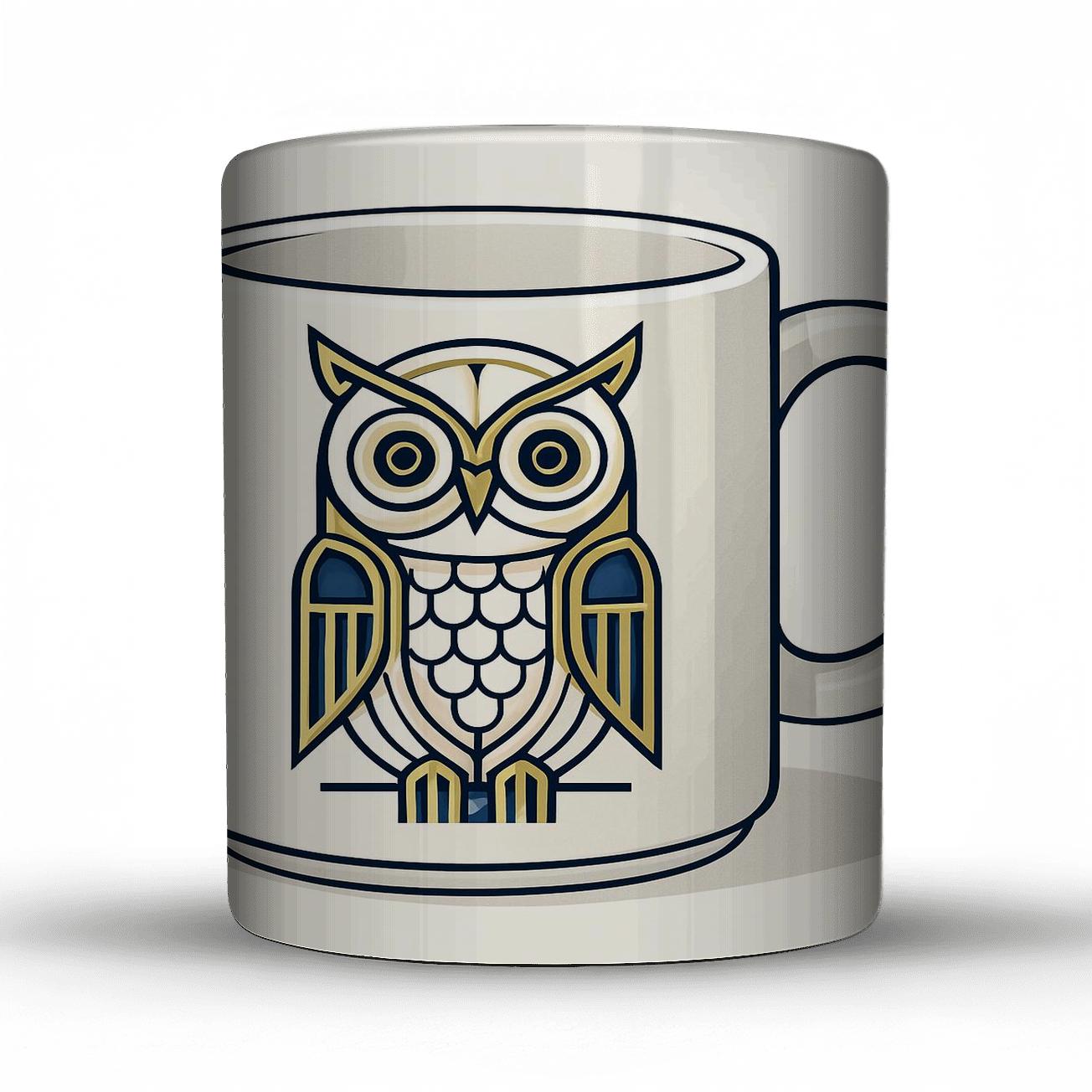 Art Deco Owl Totem Linework Mug novelty coffee mugs