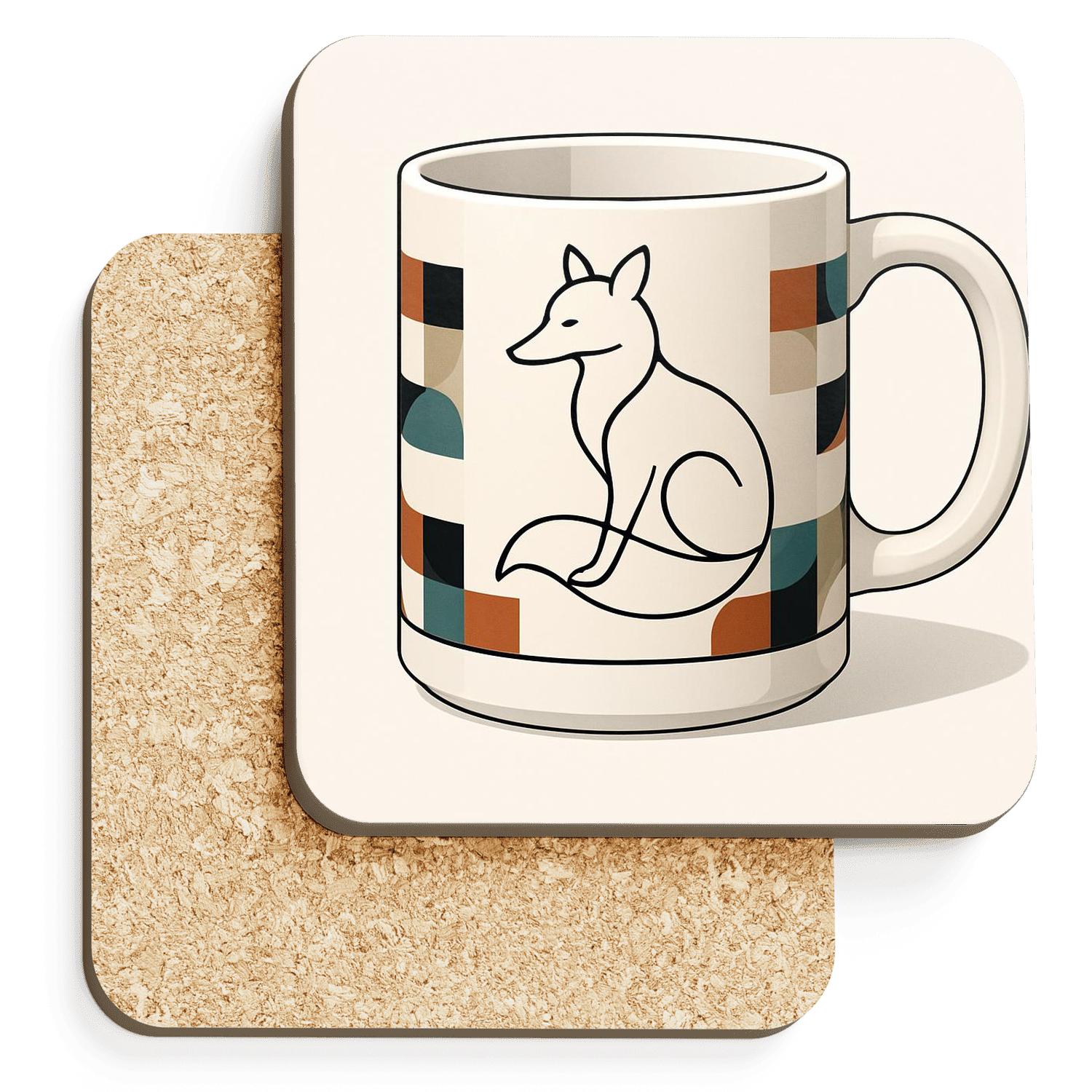 Bauhaus Fox Tessellation Mug coasters for home decor
