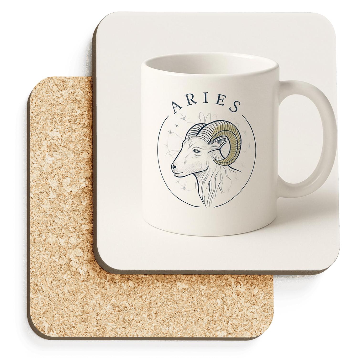 Aries Ram Celestial Foil Line Art Mug Design stone coaster collections