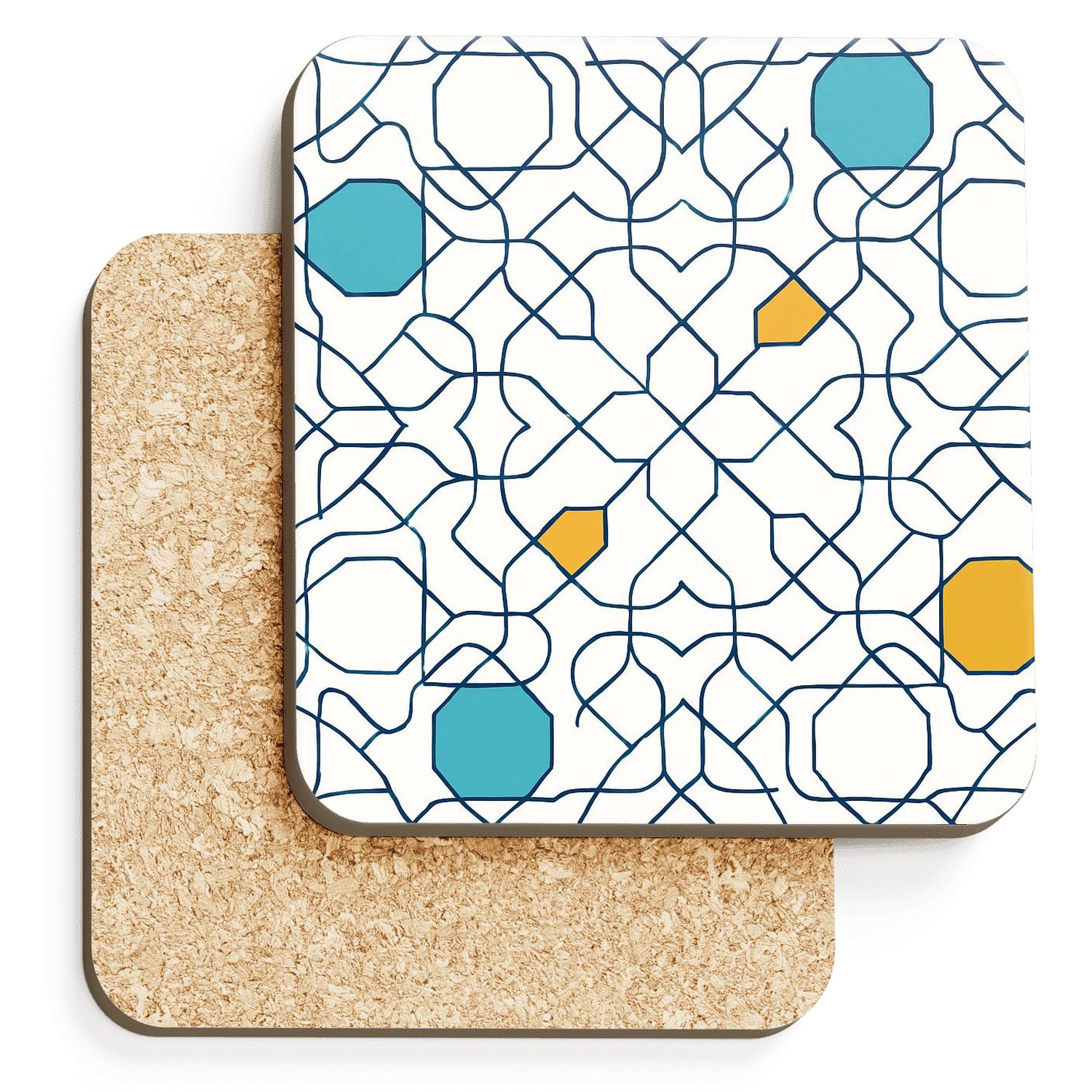Girih Minimal Knotfield Tessellation personalized drink coasters