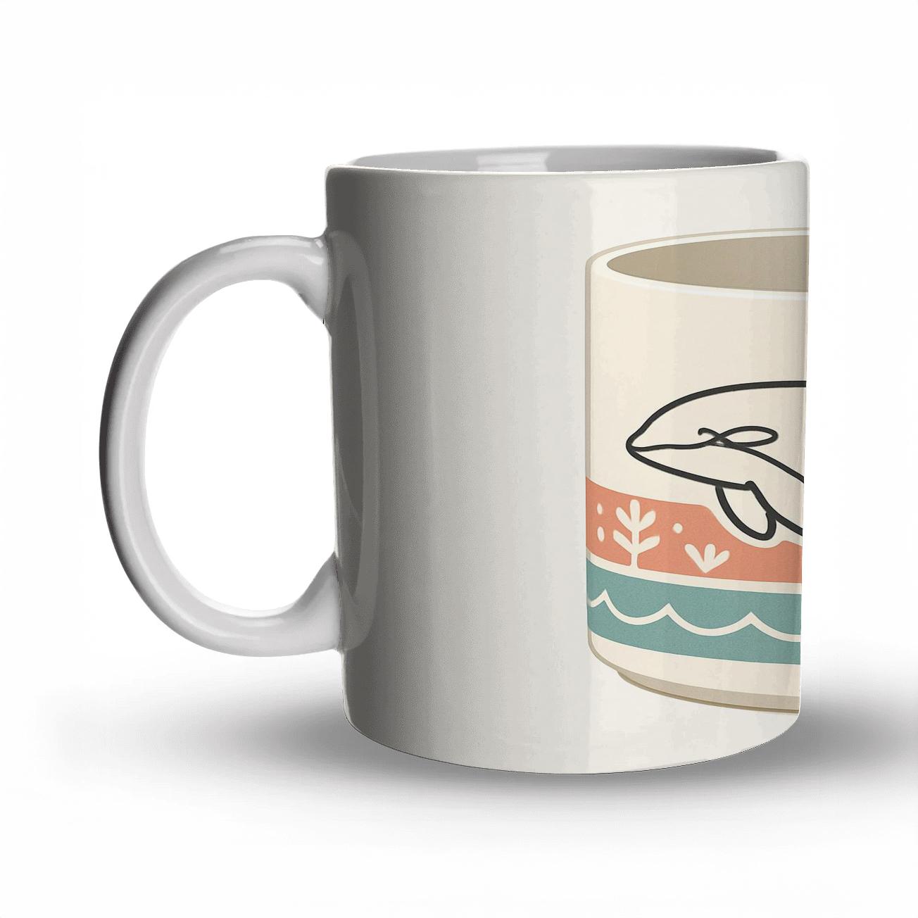Nordic Orca Wave Minimal Pattern Mug ceramic coffee mugs