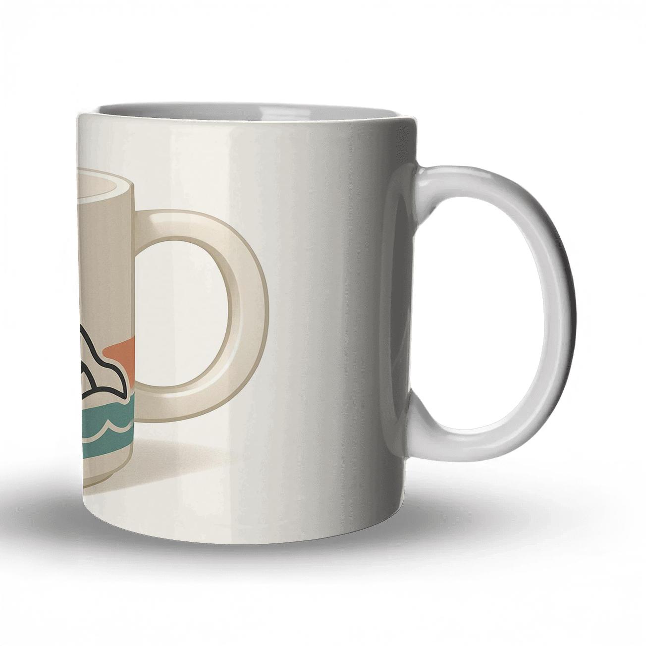 Nordic Orca Wave Minimal Pattern Mug ceramic coffee mugs