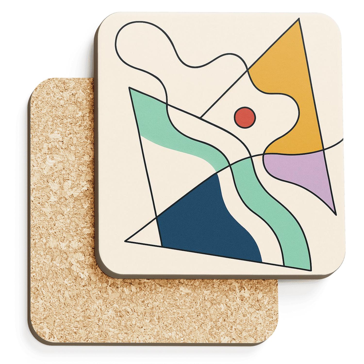 Tectonic Drift Geometry cork coaster sets