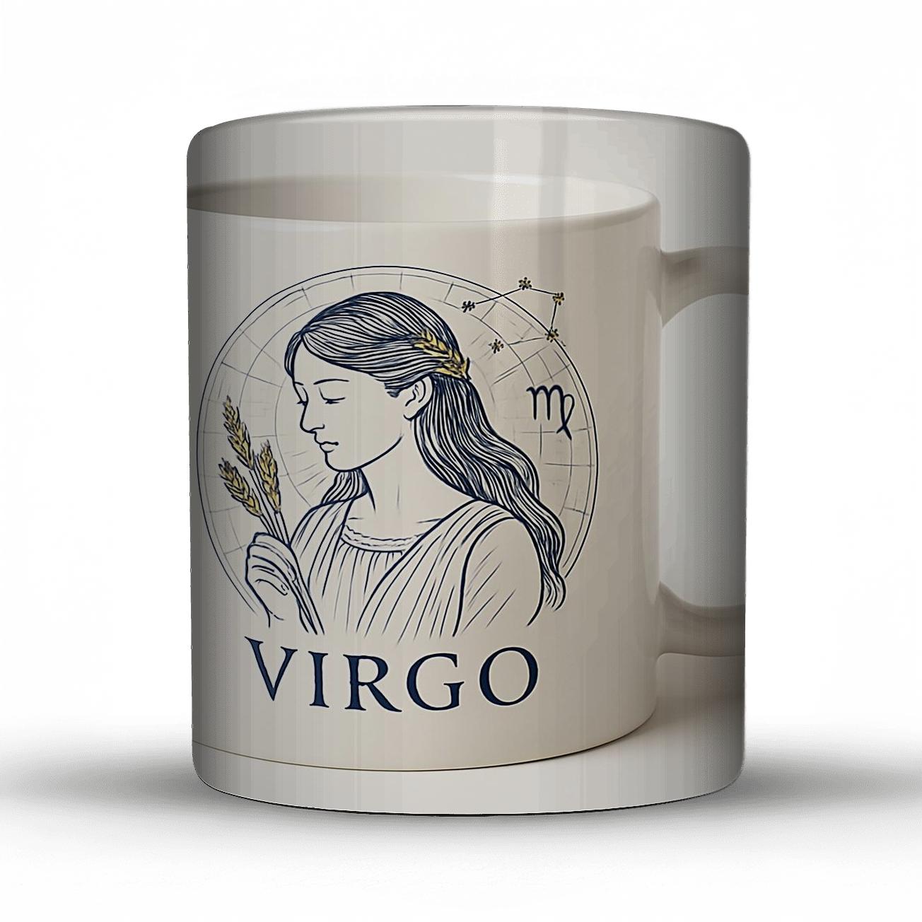 Virgo Astrolabe Maiden Star Chart Minimal Line Art gift mugs for occasions