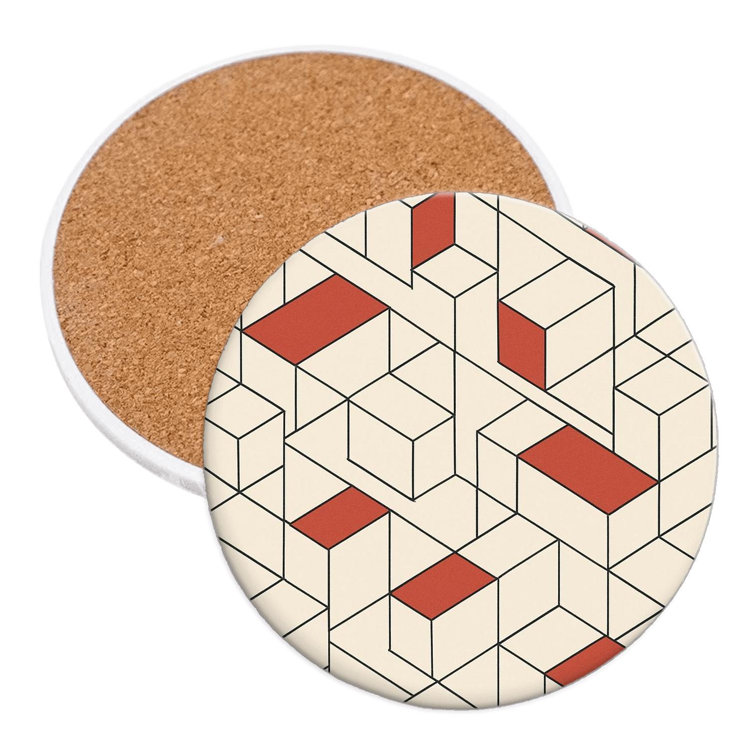 Constructivist Axon Grid Resonance cork coaster sets