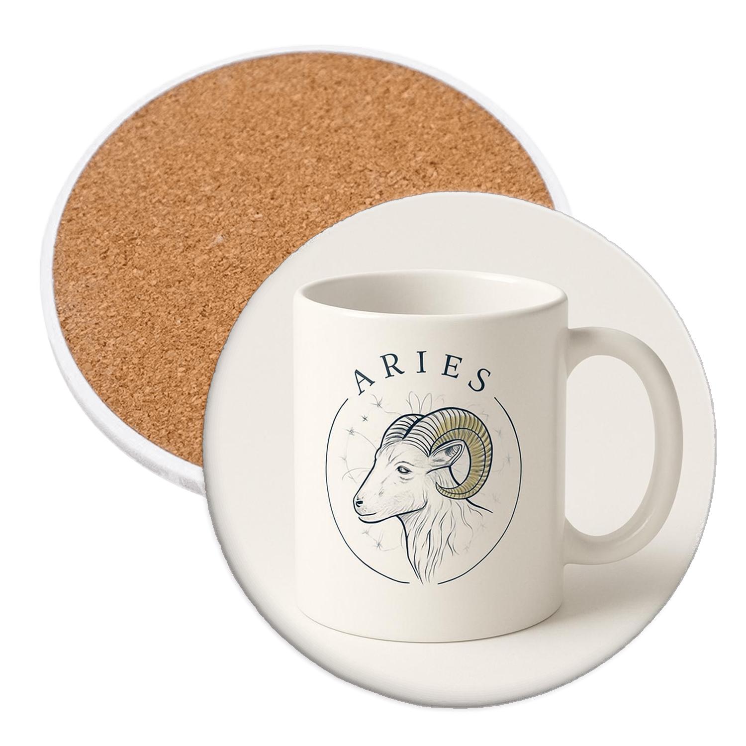 Aries Ram Celestial Foil Line Art Mug Design elegant tabletop coasters