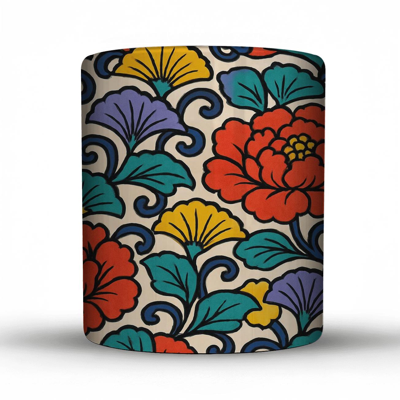 Ukiyo E Arabesque Pop Flora Vector personalized mugs