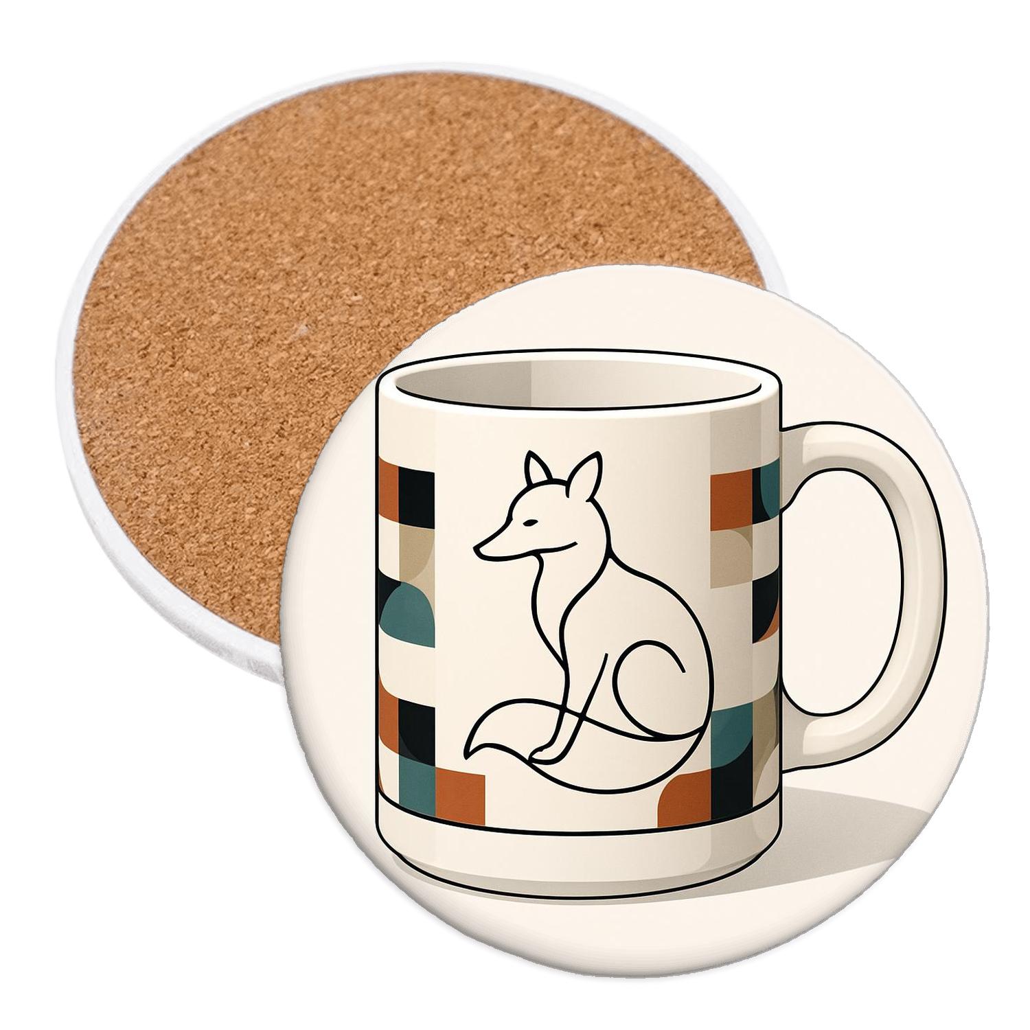 Bauhaus Fox Tessellation Mug cork coaster sets